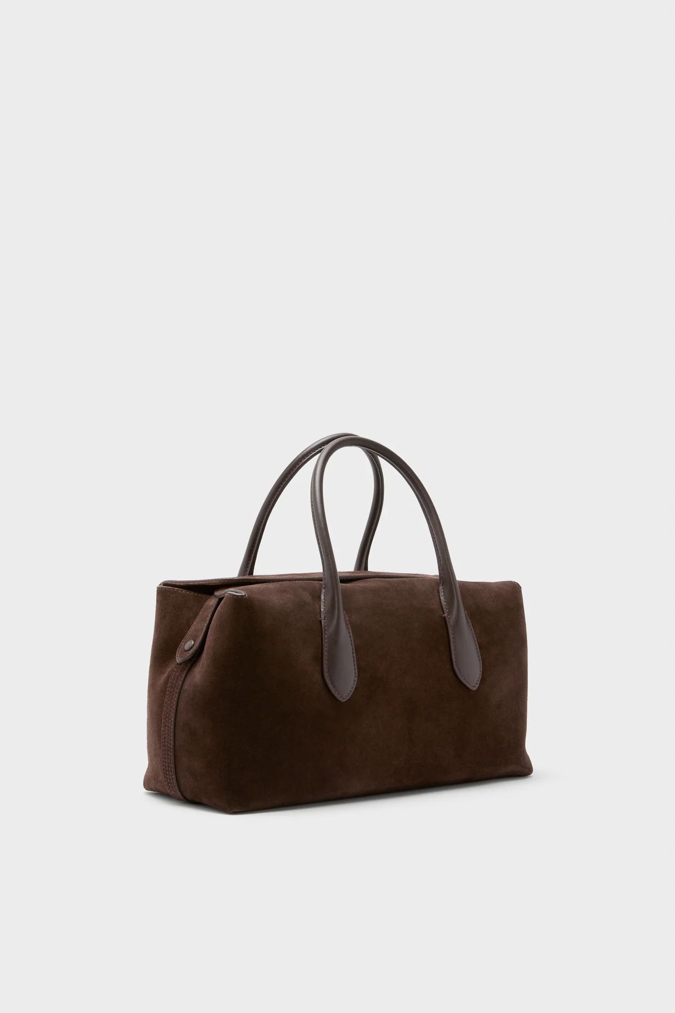 Chocolate and Tobacco Suede and Leather Medium Satchel - Image 4