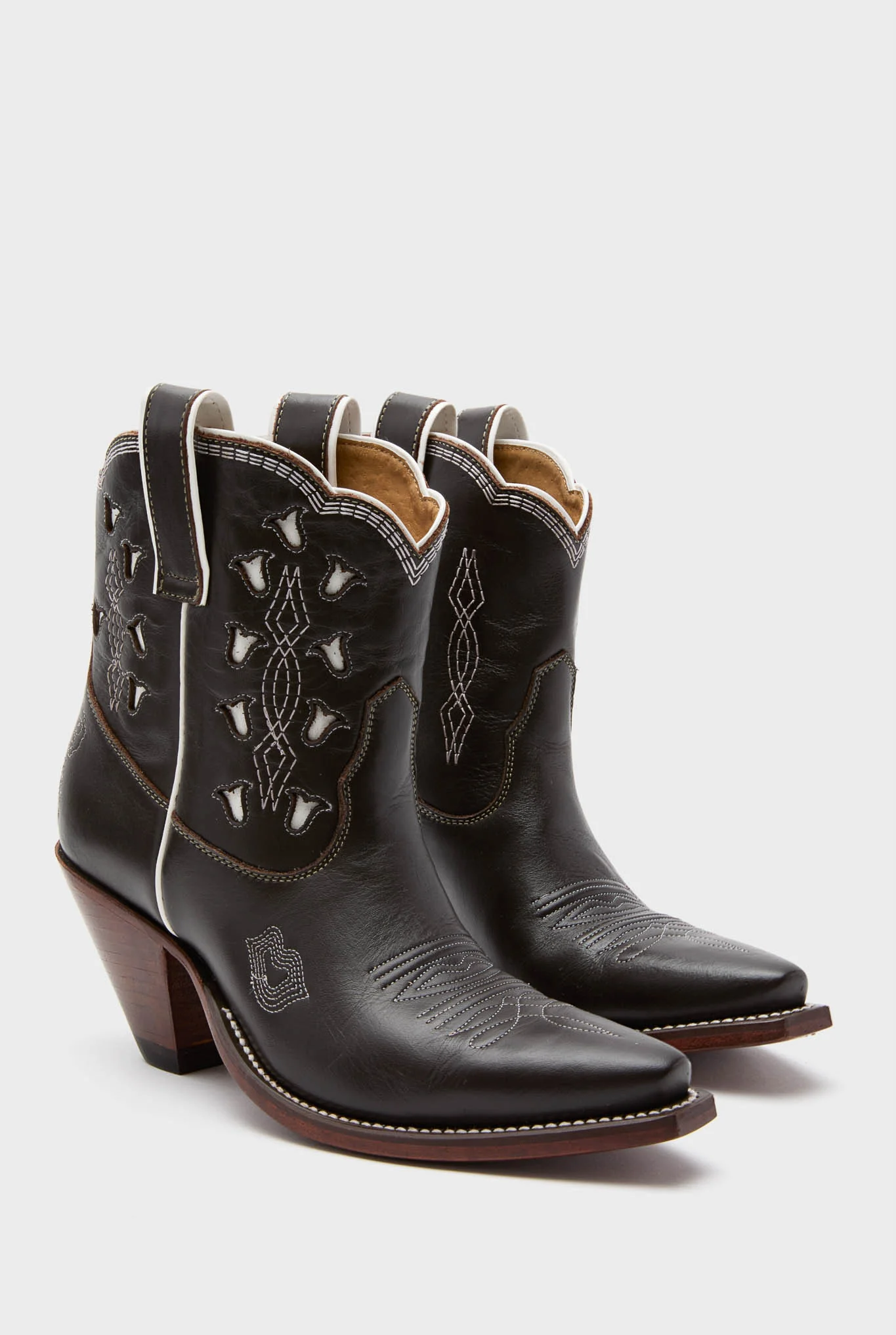 Chocolate and White Low Bright Boots - Image 4