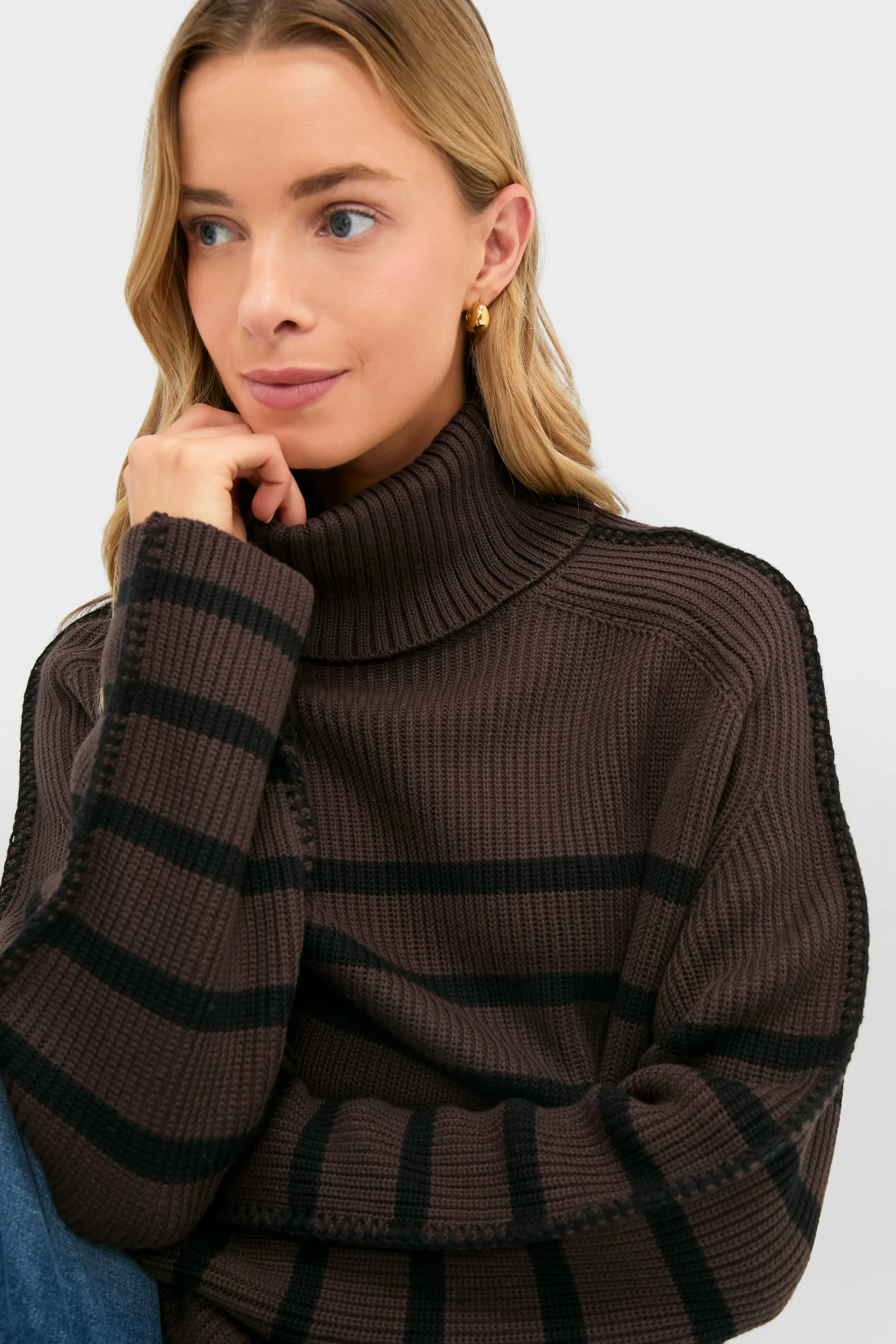 Chocolate & Black Striped Emsley Turtleneck - Image 5