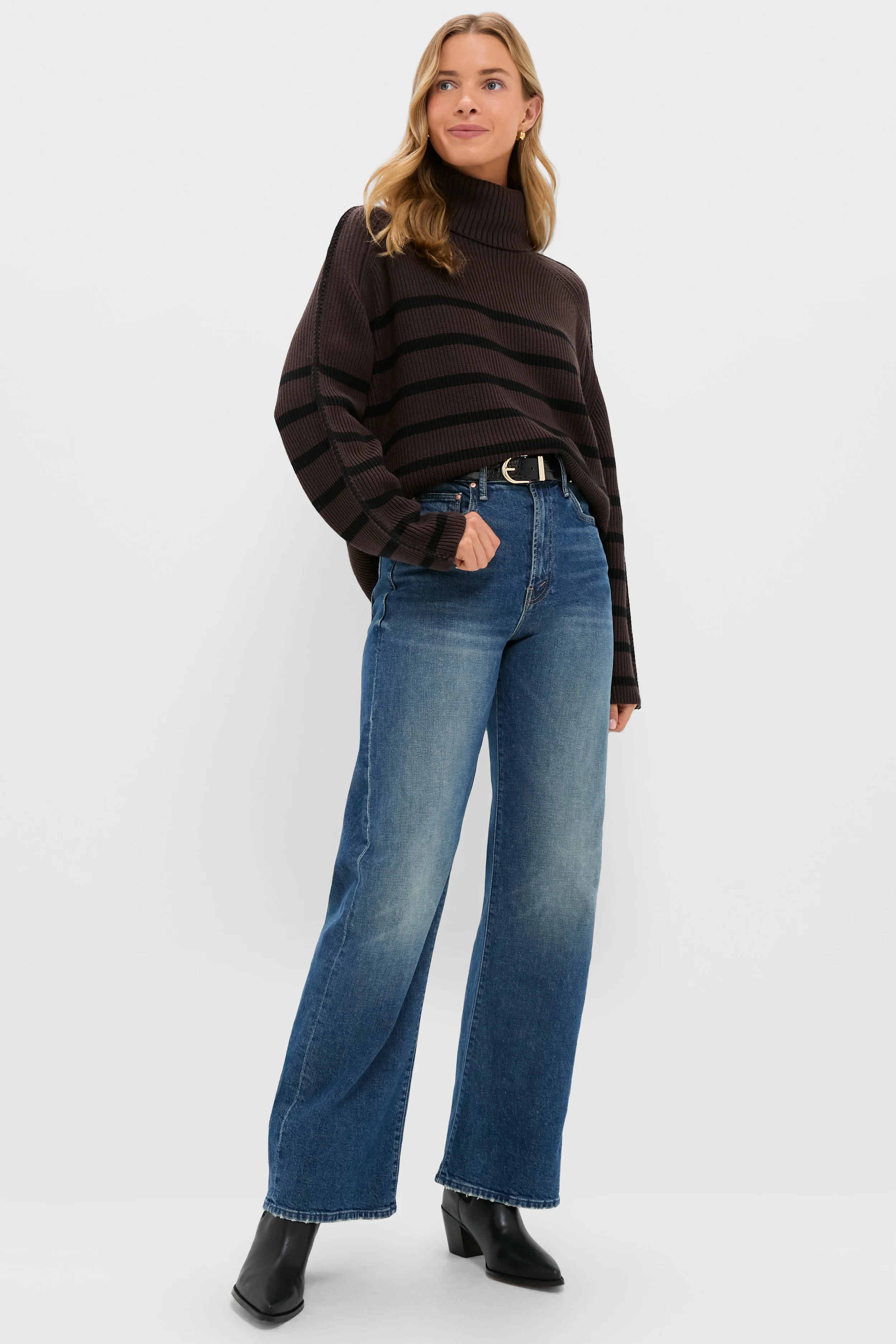 Chocolate & Black Striped Emsley Turtleneck - Image 6