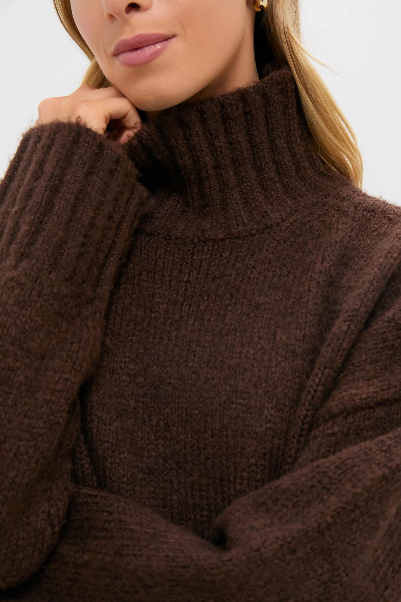 Chocolate Boucle Hannah Turtleneck Sweater - Image 5