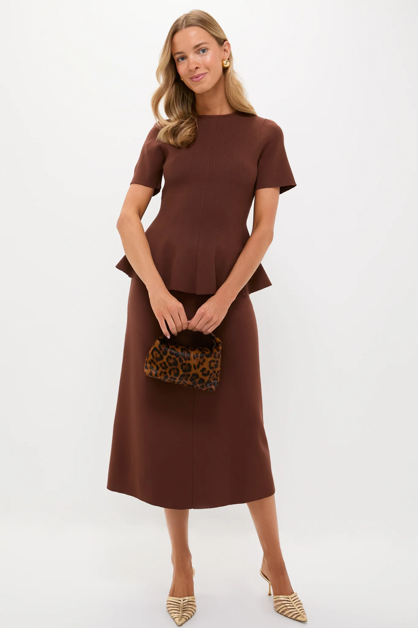 Chocolate Brown Knit Philomena Midi Skirt - Image 2