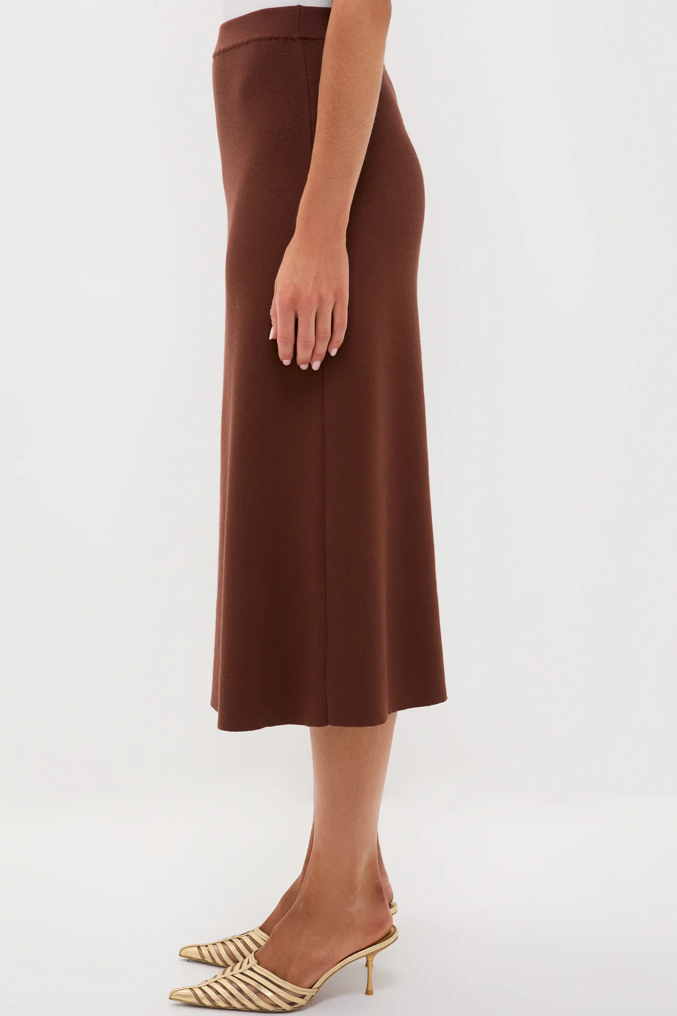 Chocolate Brown Knit Philomena Midi Skirt - Image 3
