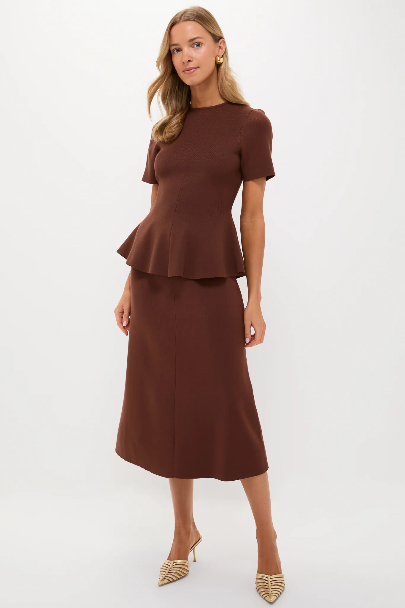Chocolate Brown Knit Philomena Midi Skirt - Image 6