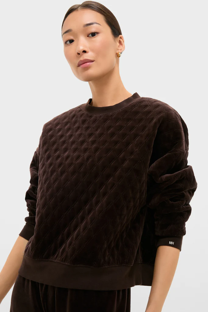 Chocolate Brown Velour Bennett Pullover - Image 3