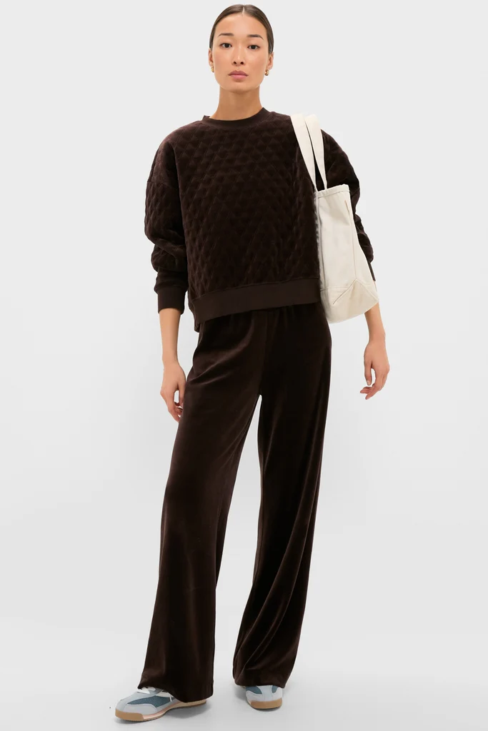 Chocolate Brown Velour Jane Pant - Image 3