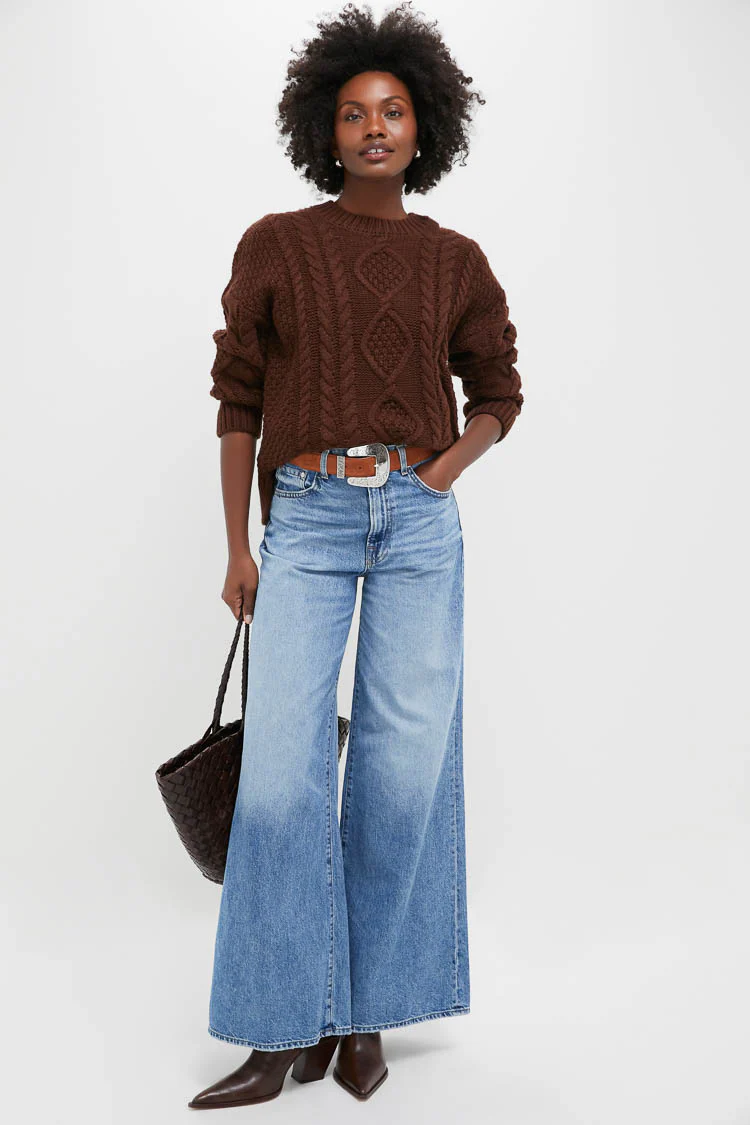 Chocolate Cable Knit Verbier Sweater - Image 2