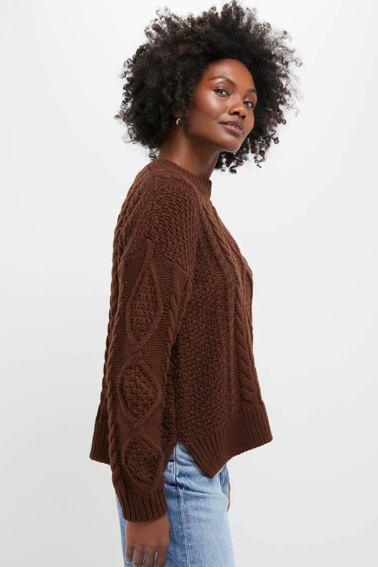 Chocolate Cable Knit Verbier Sweater - Image 3