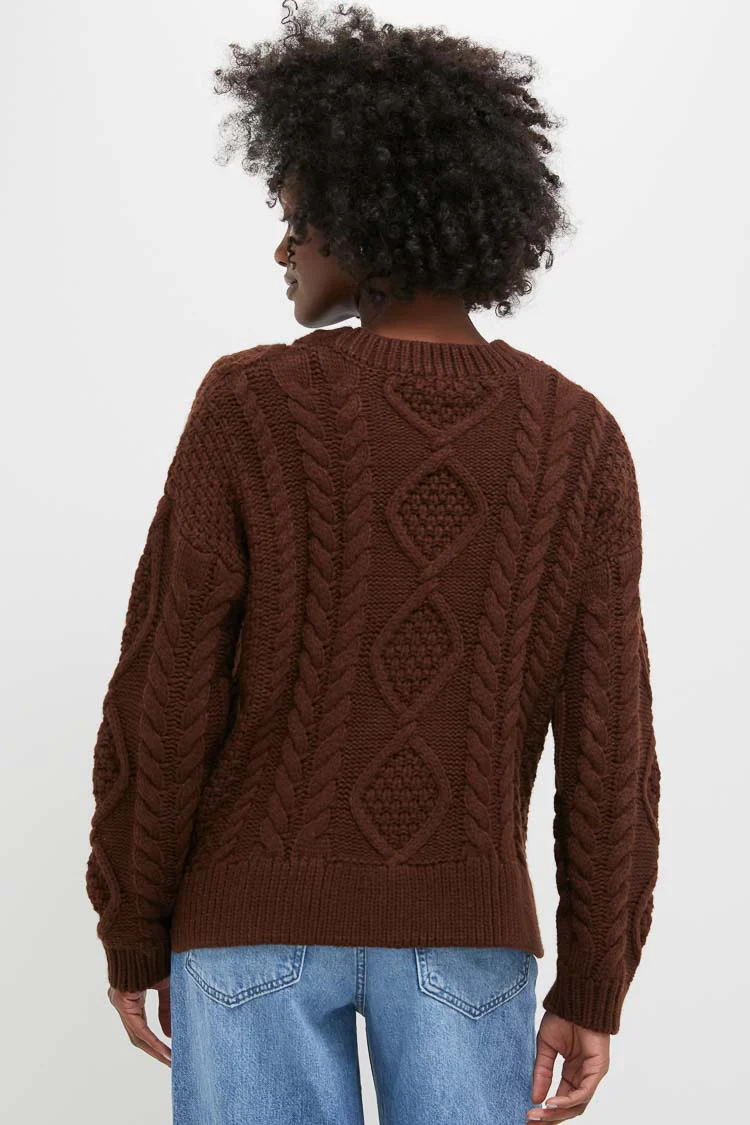 Chocolate Cable Knit Verbier Sweater - Image 4
