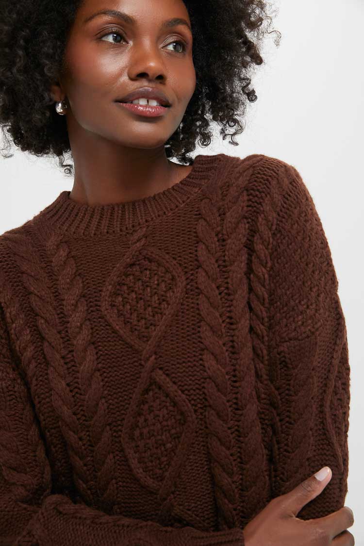 Chocolate Cable Knit Verbier Sweater - Image 5