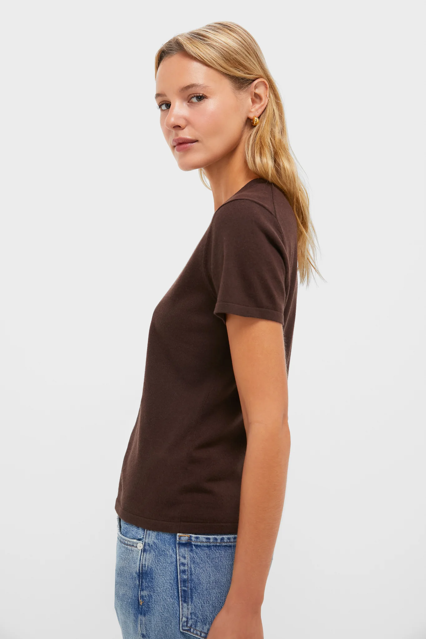 Chocolate Cashmere Silk Katie Tee - Image 3