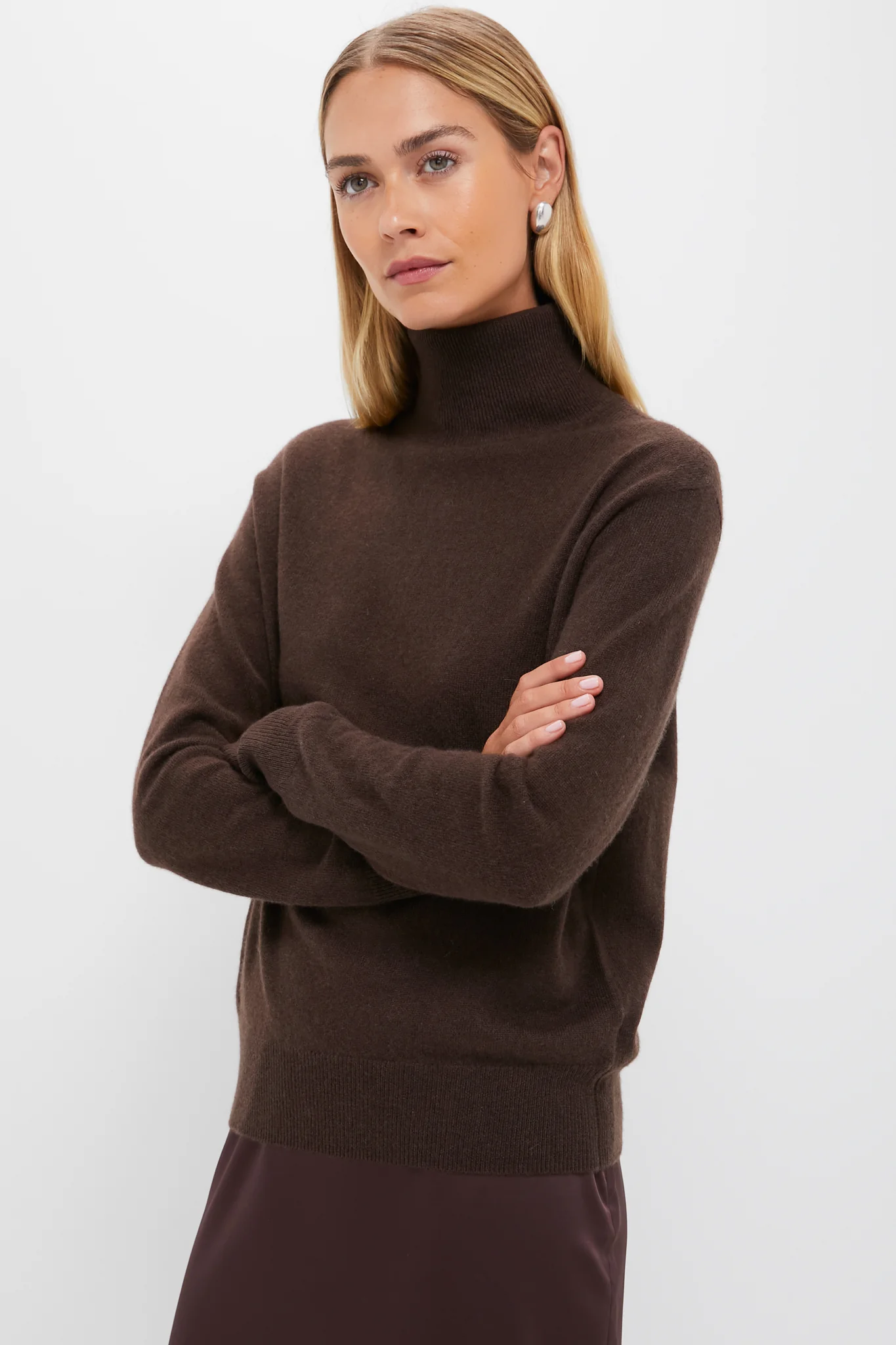 Chocolate Cashmere Turtleneck Sweater - Image 3