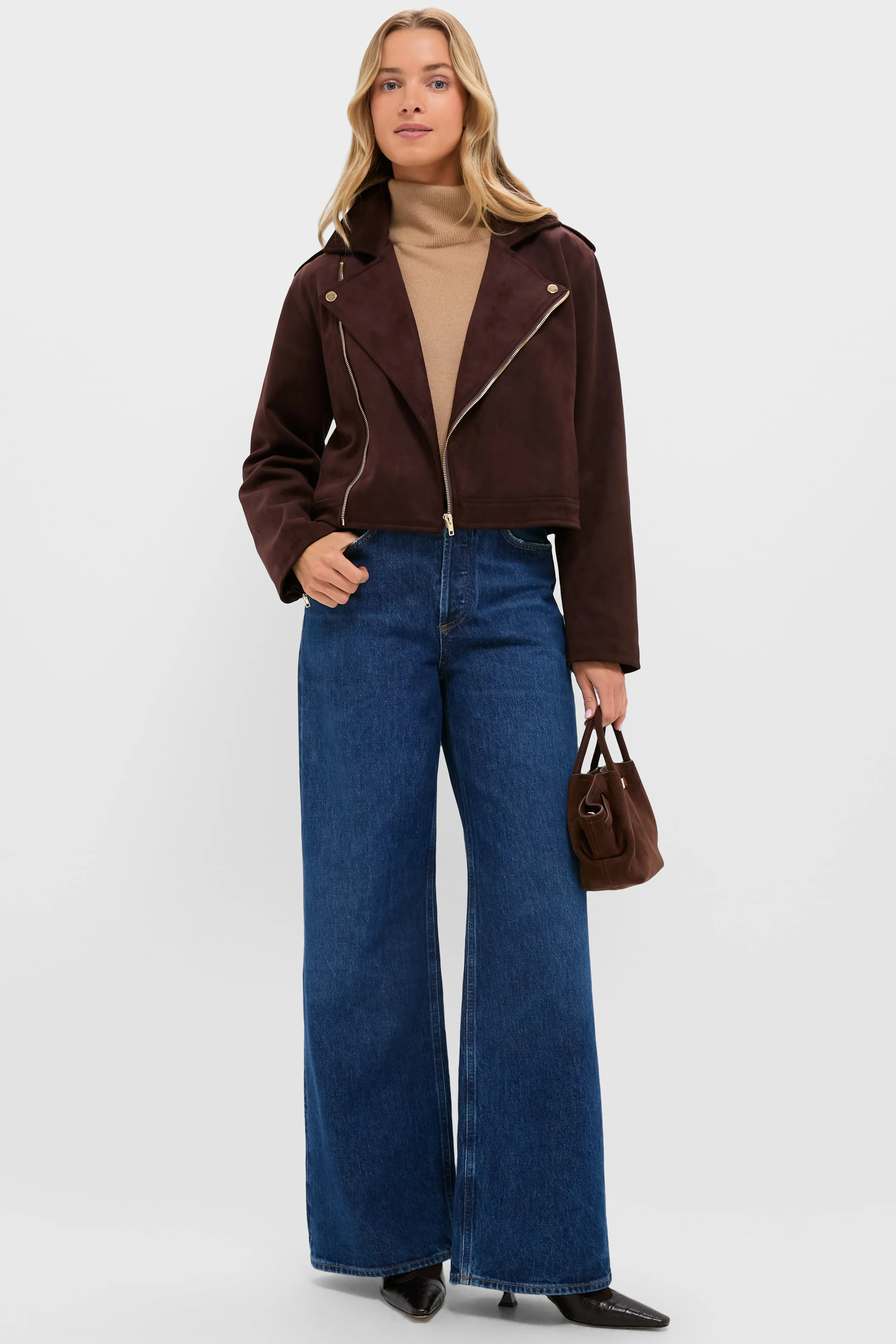 Chocolate Faux Suede Bristol Jacket - Image 2