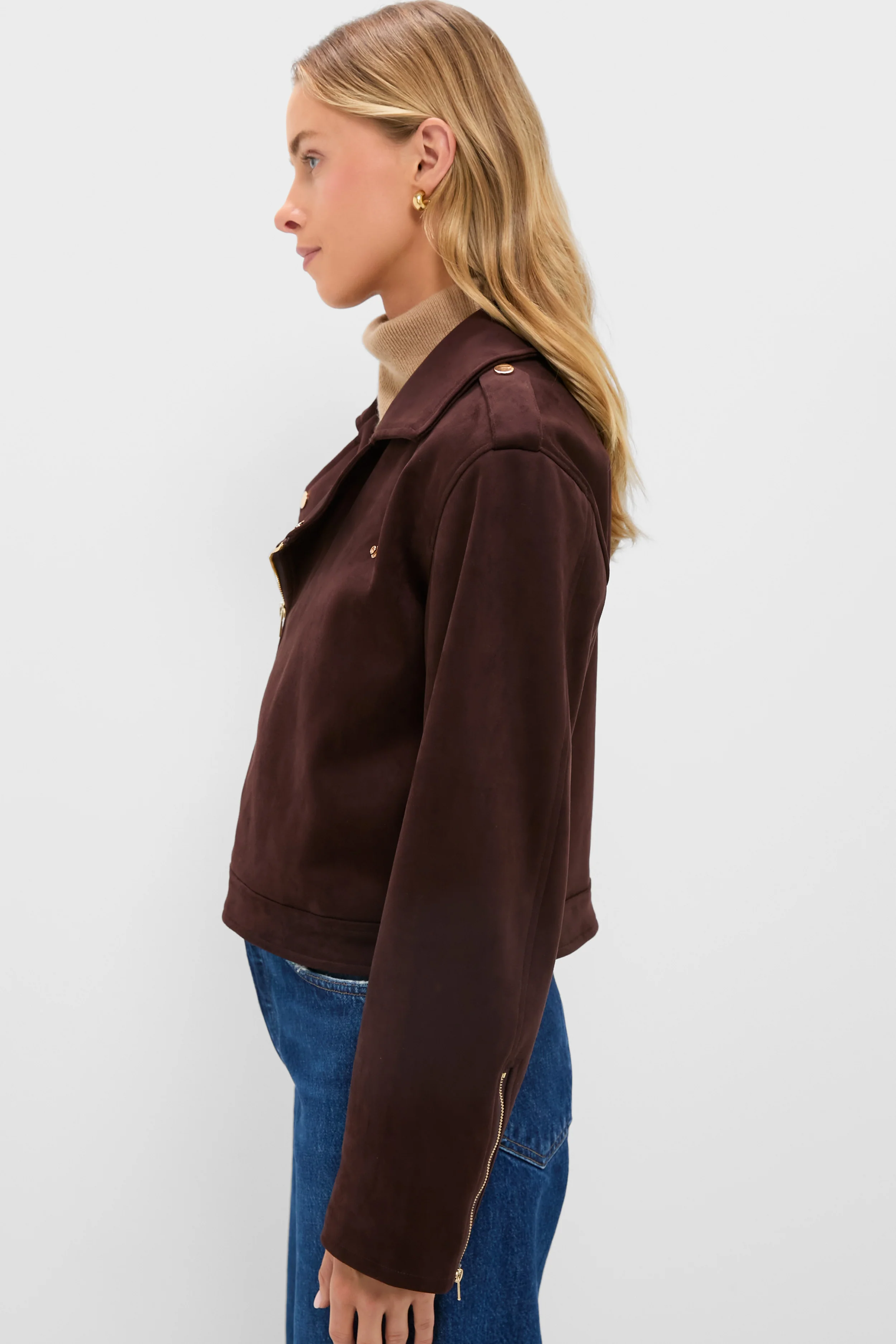 Chocolate Faux Suede Bristol Jacket - Image 3