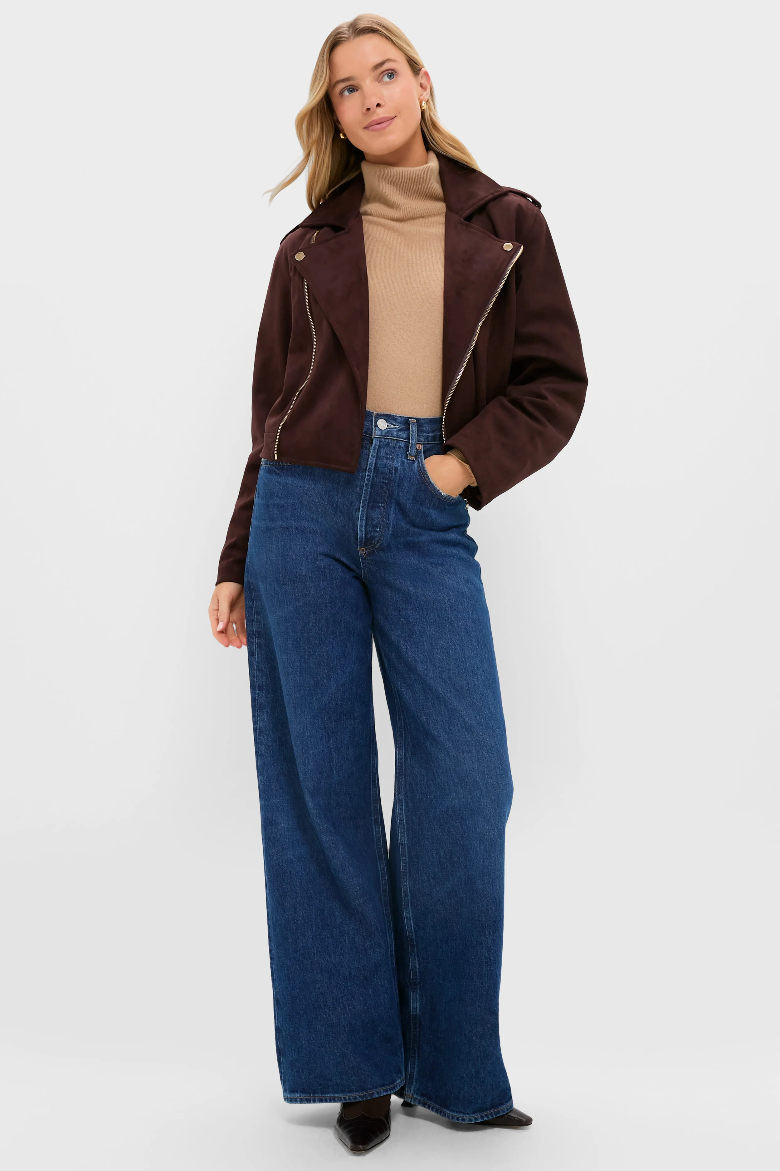 Chocolate Faux Suede Bristol Jacket - Image 6