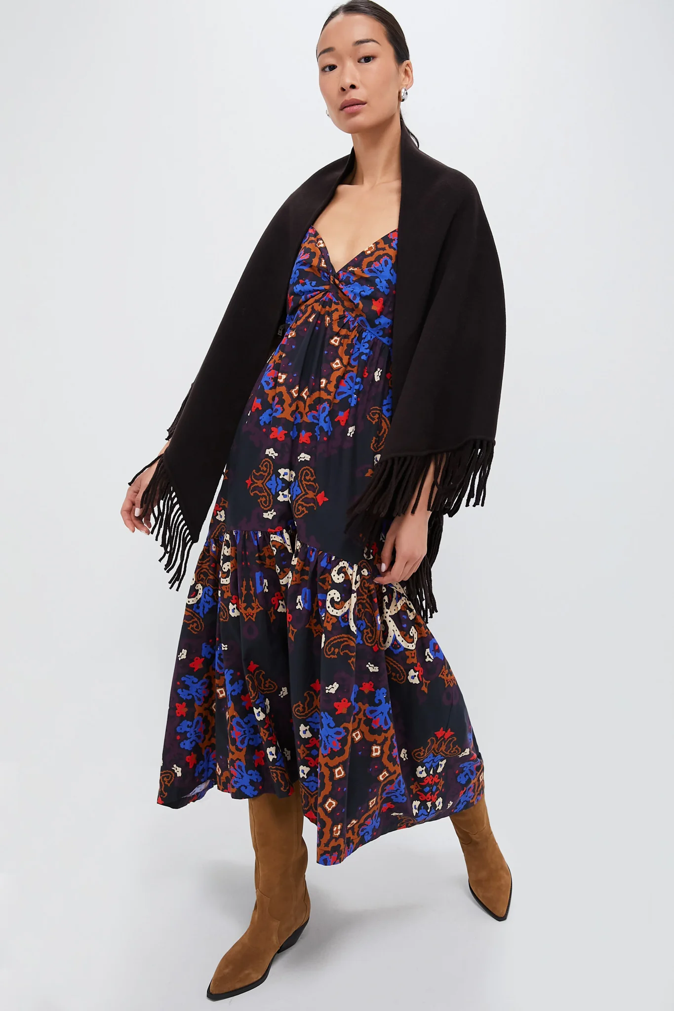 Chocolate Fringe Wrap Scarf - Image 2