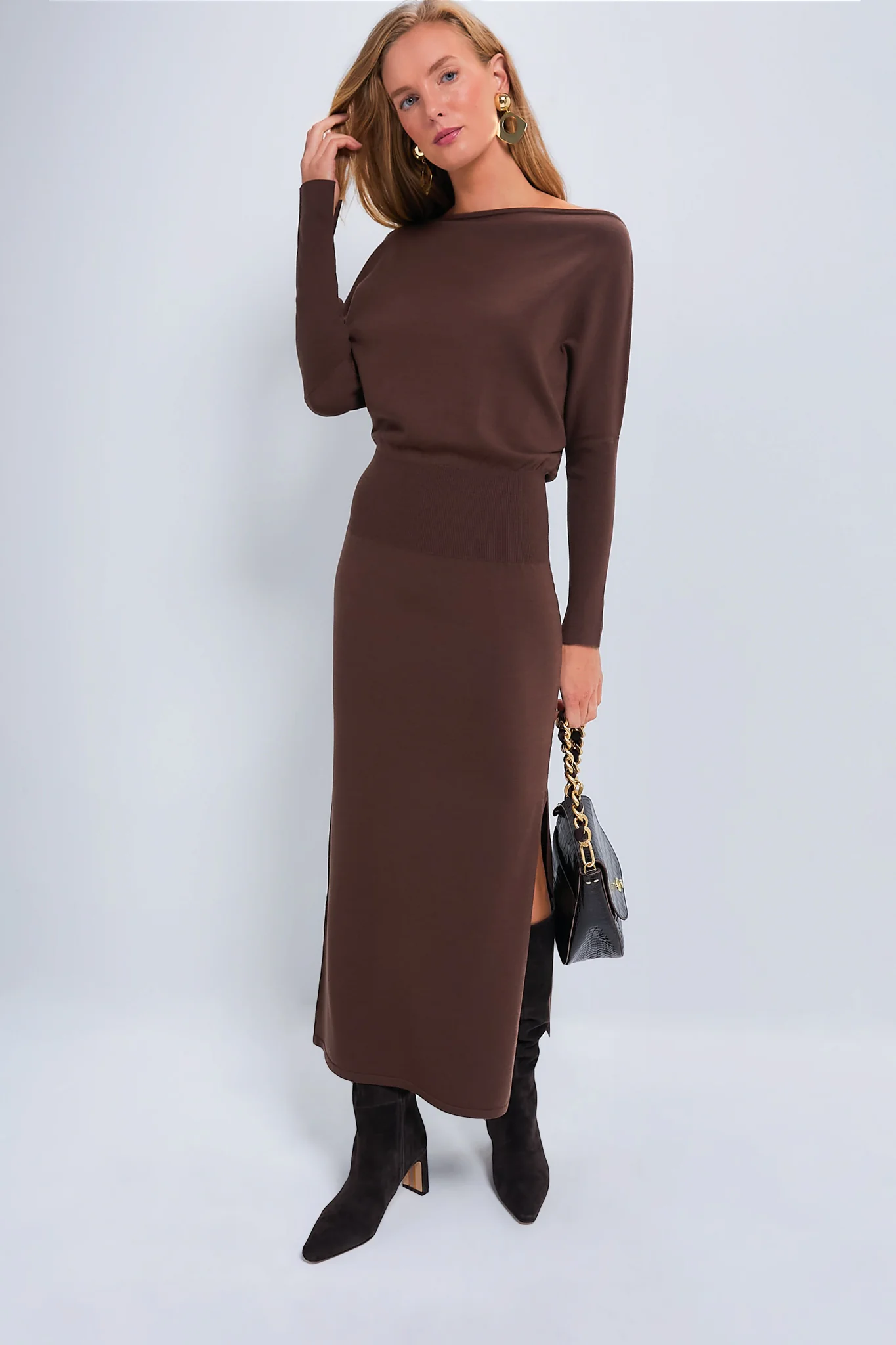Chocolate Janese Off the Shoulder Midi Dress - Image 2