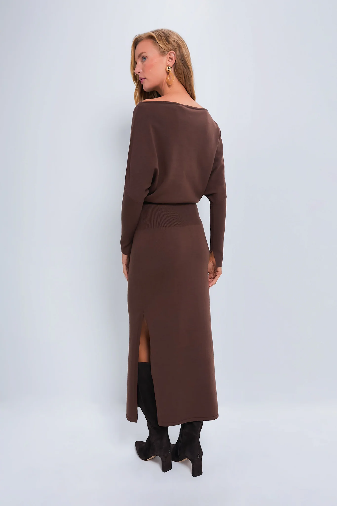Chocolate Janese Off the Shoulder Midi Dress - Image 4