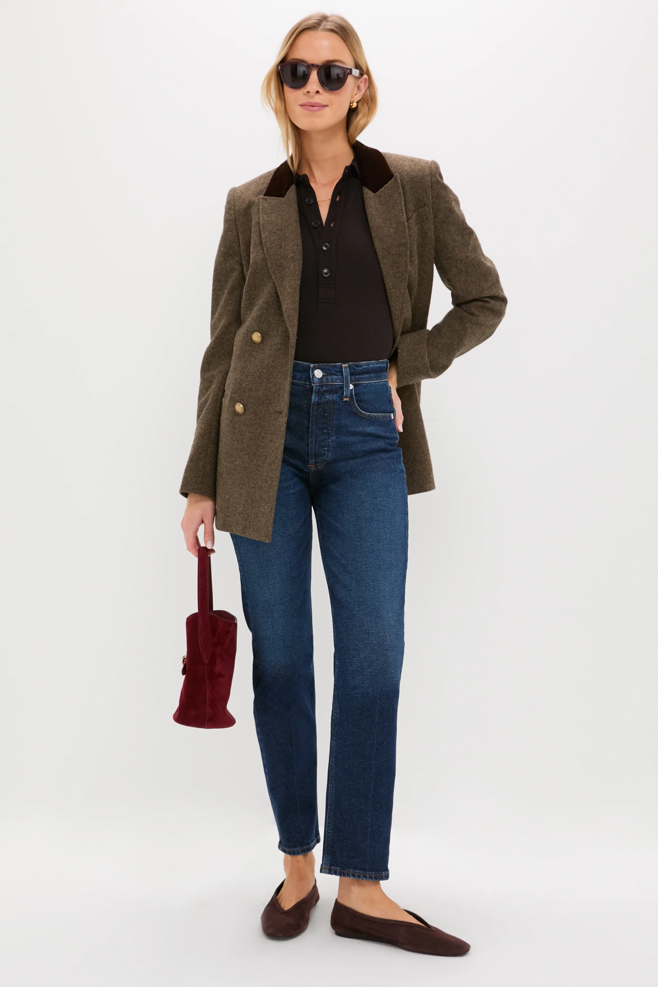 Chocolate Long Sleeve 60's Polo - Image 2