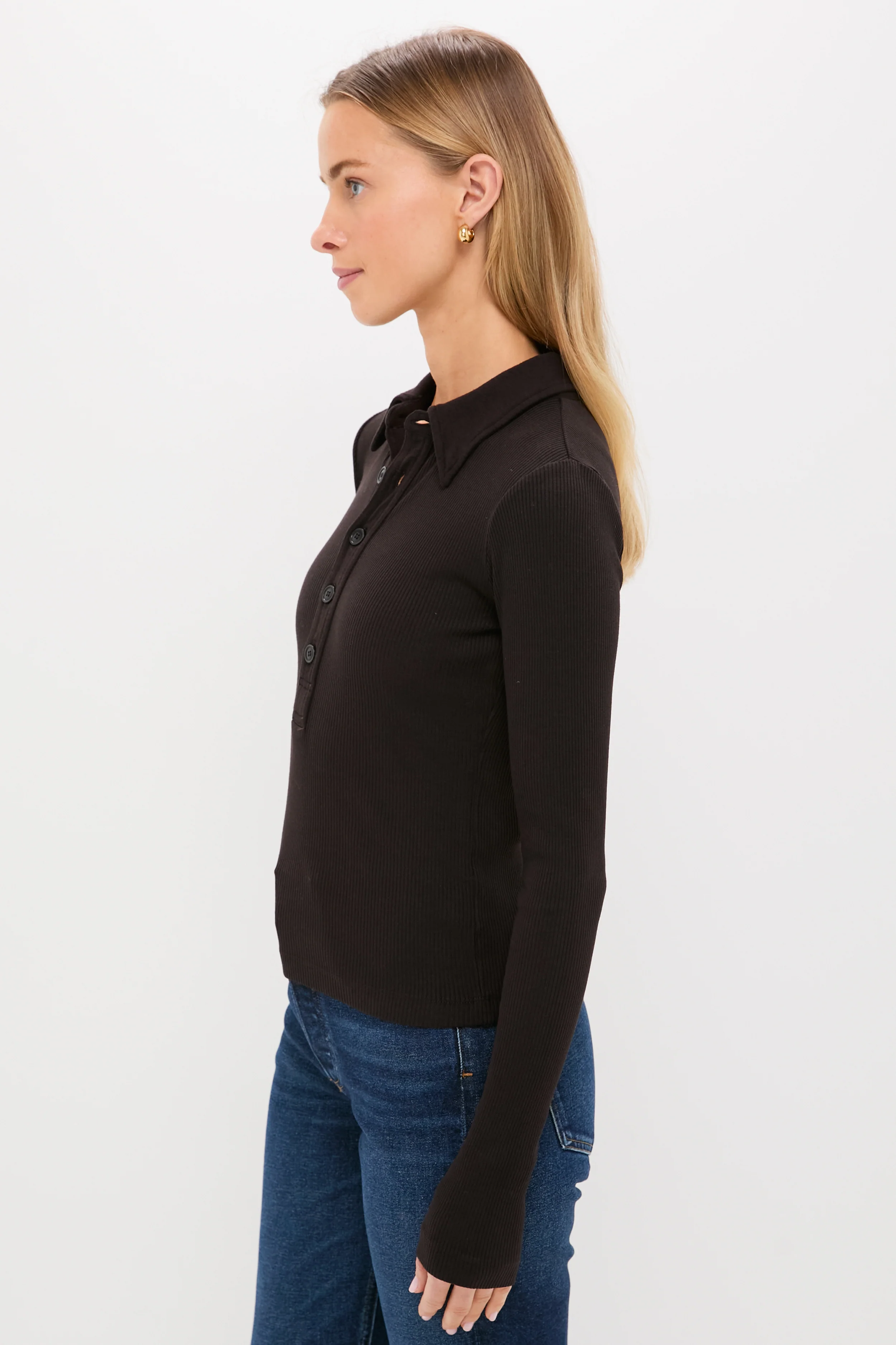 Chocolate Long Sleeve 60's Polo - Image 3