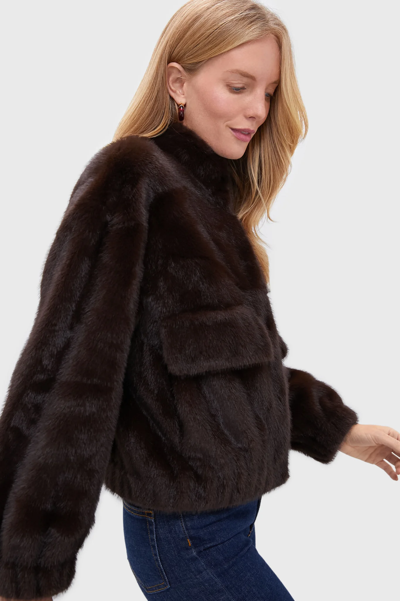 Faux Fur Chocolate Paros Coat - Image 3