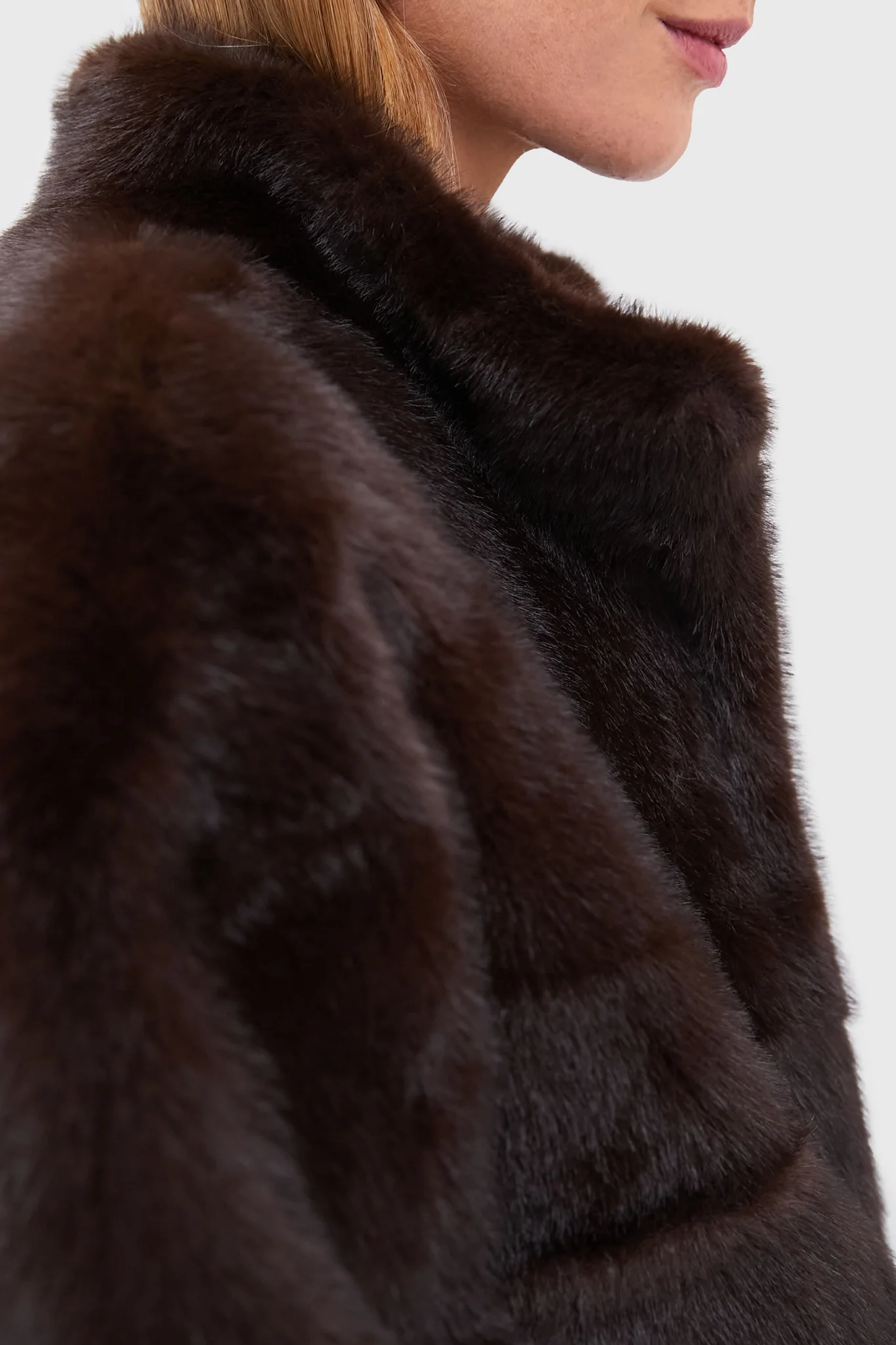 Faux Fur Chocolate Paros Coat - Image 5