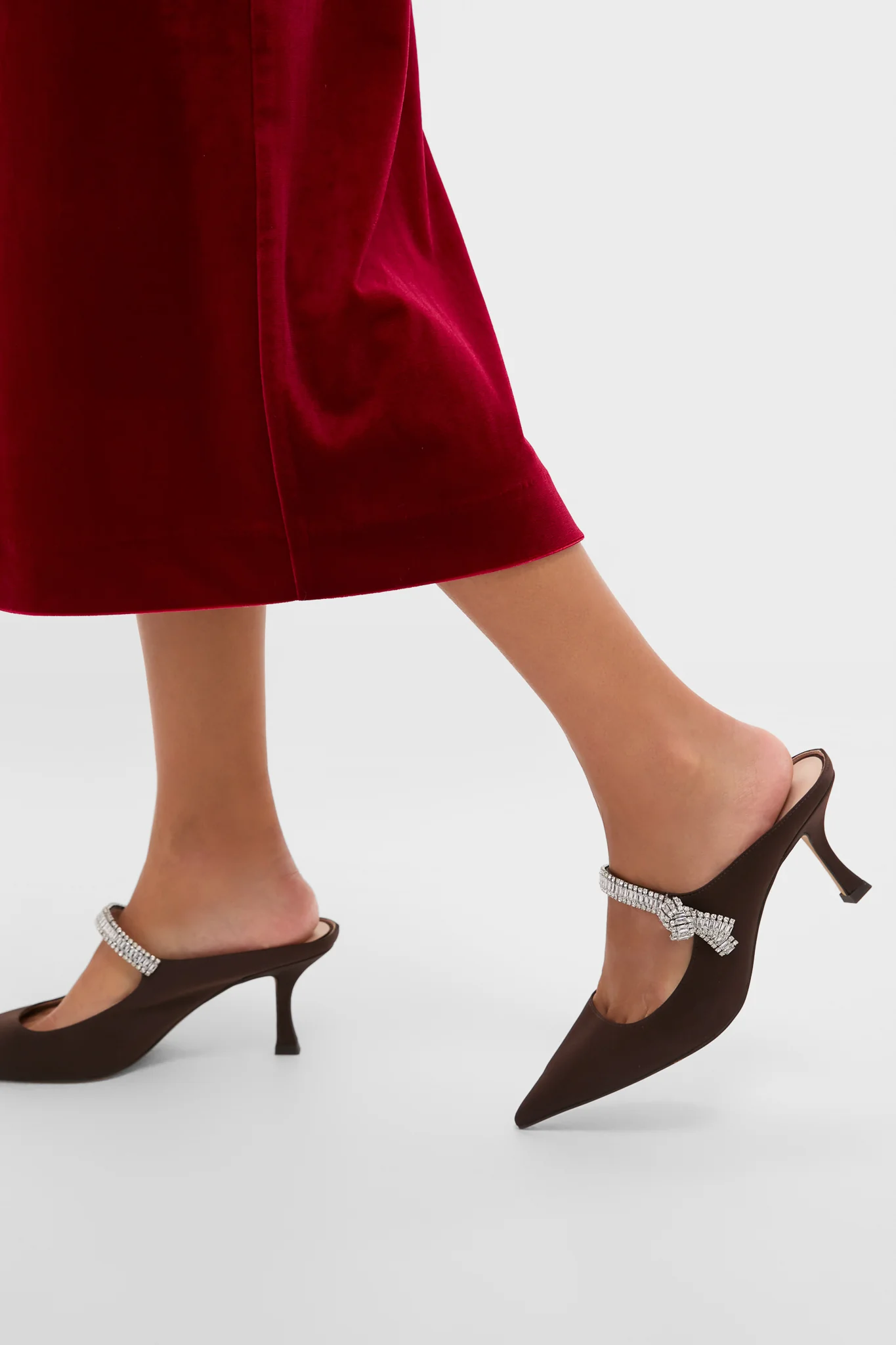 Chocolate Satin Mae Heels - Image 2