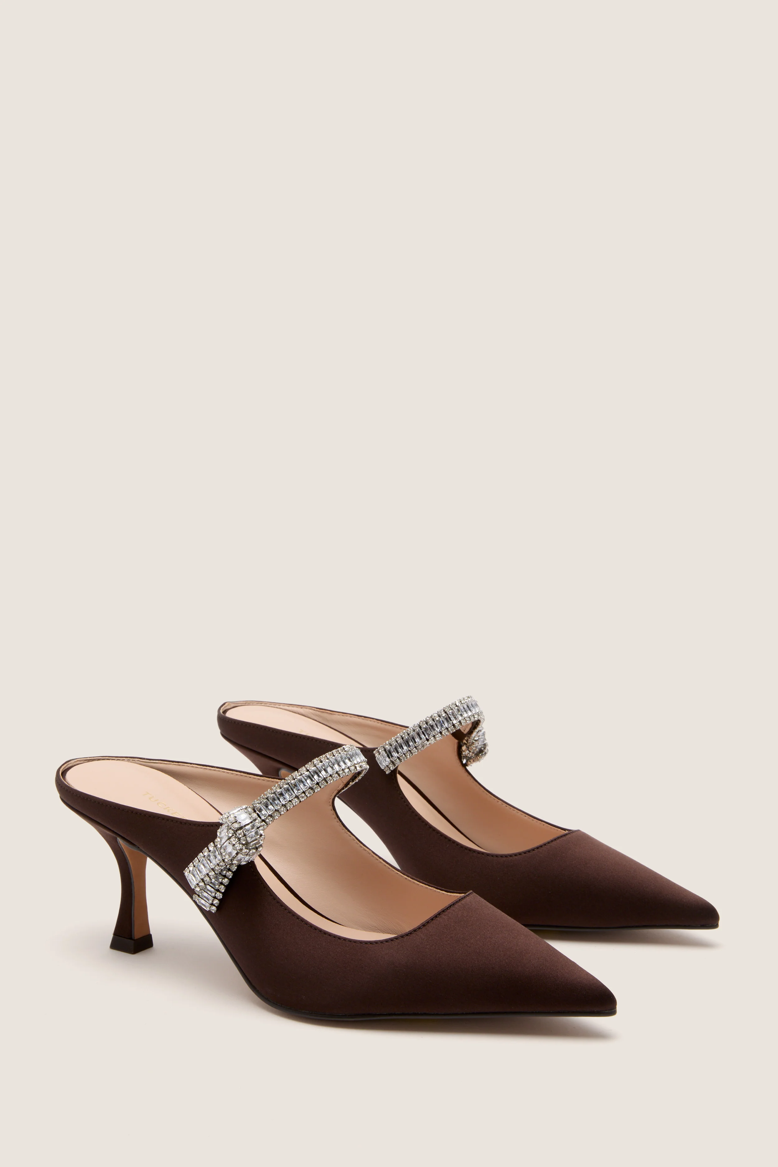 Chocolate Satin Mae Heels - Image 3