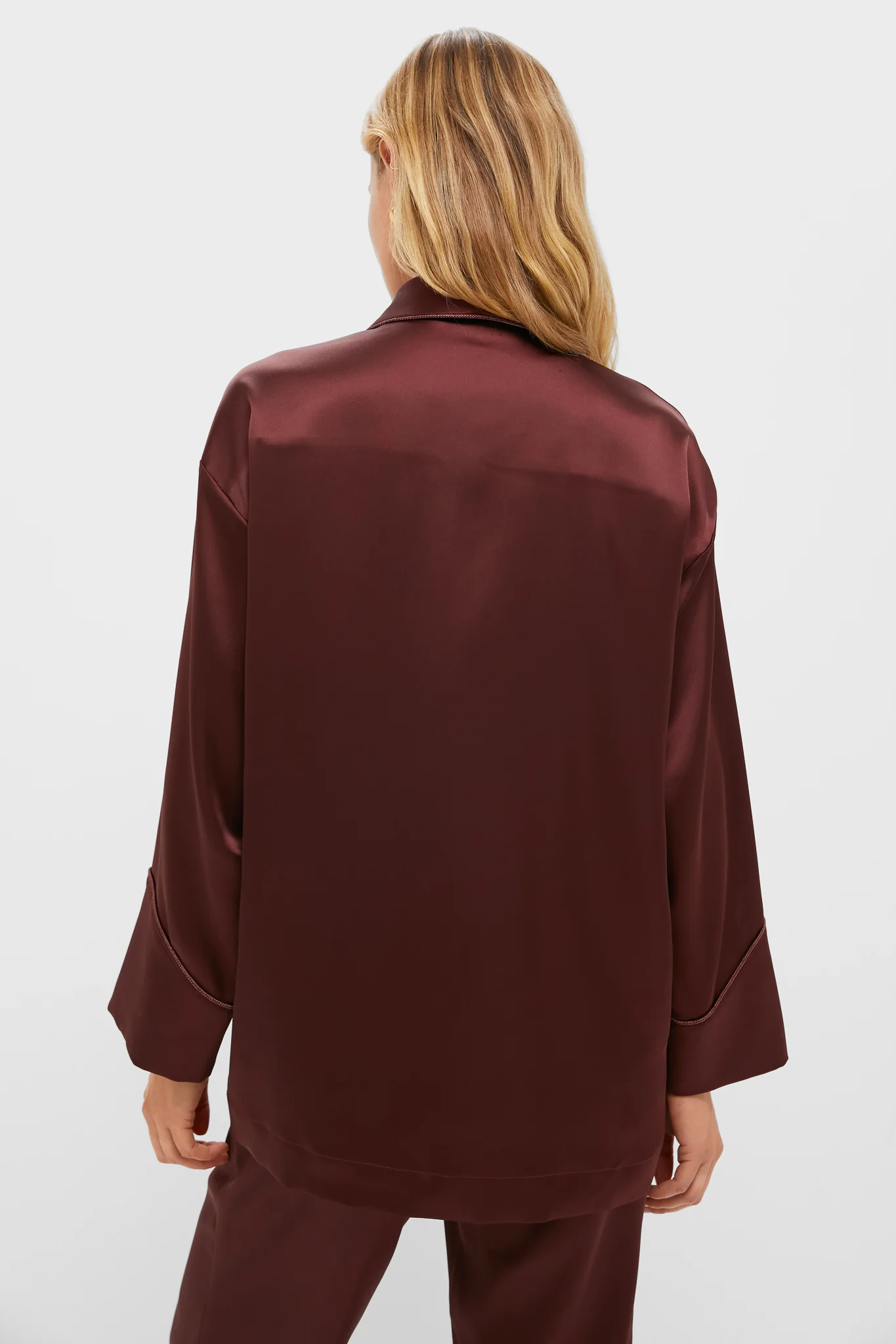 Chocolate Satin Smoking Jacket - Image 4