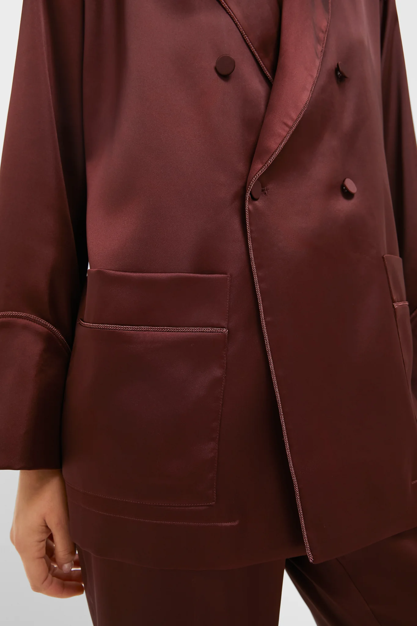 Chocolate Satin Smoking Jacket - Image 5