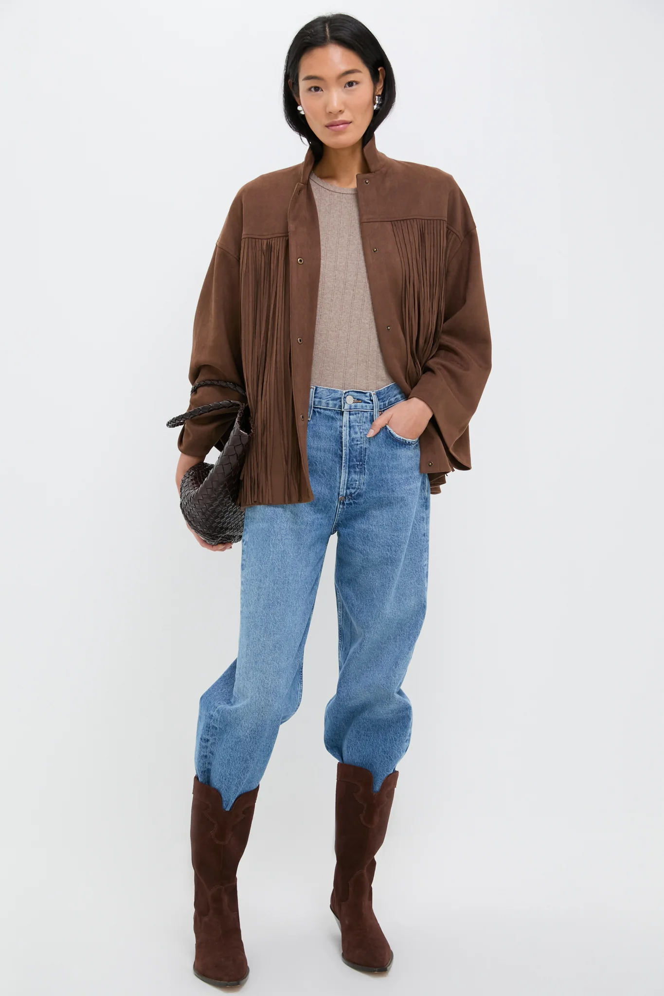 Chocolate Suede Fringe Marant Shirt Jacket - Image 2