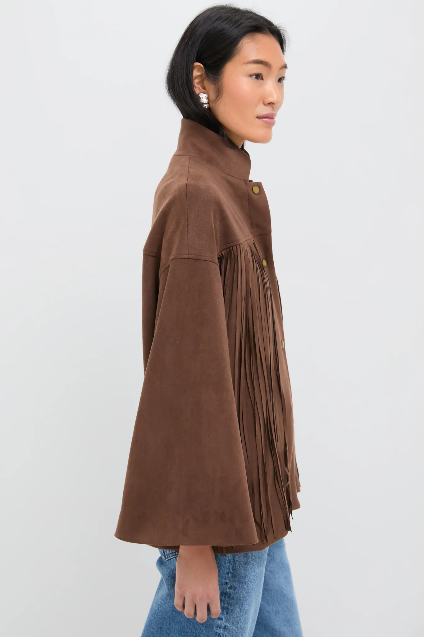 Chocolate Suede Fringe Marant Shirt Jacket - Image 3