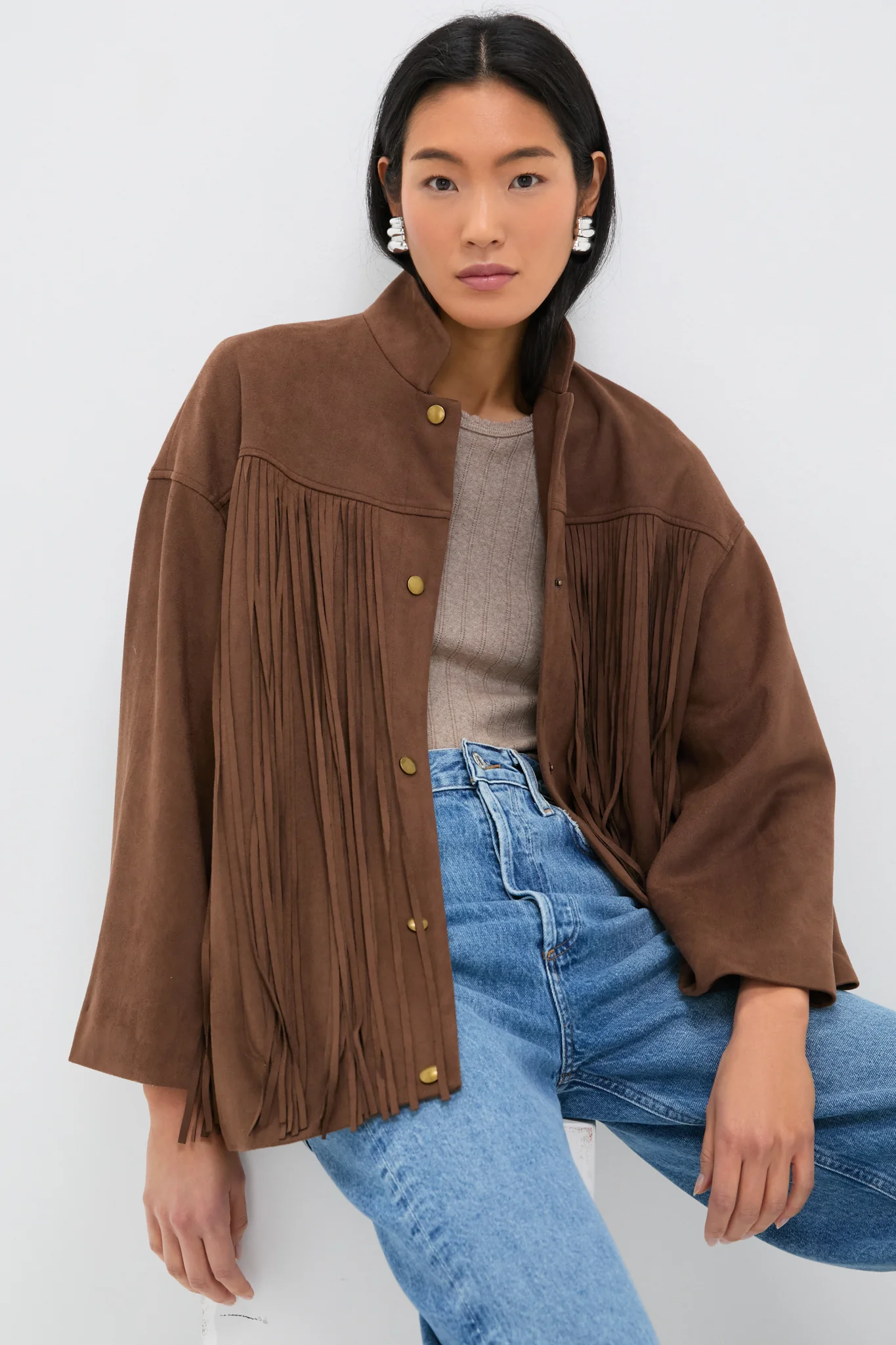 Chocolate Suede Fringe Marant Shirt Jacket - Image 5