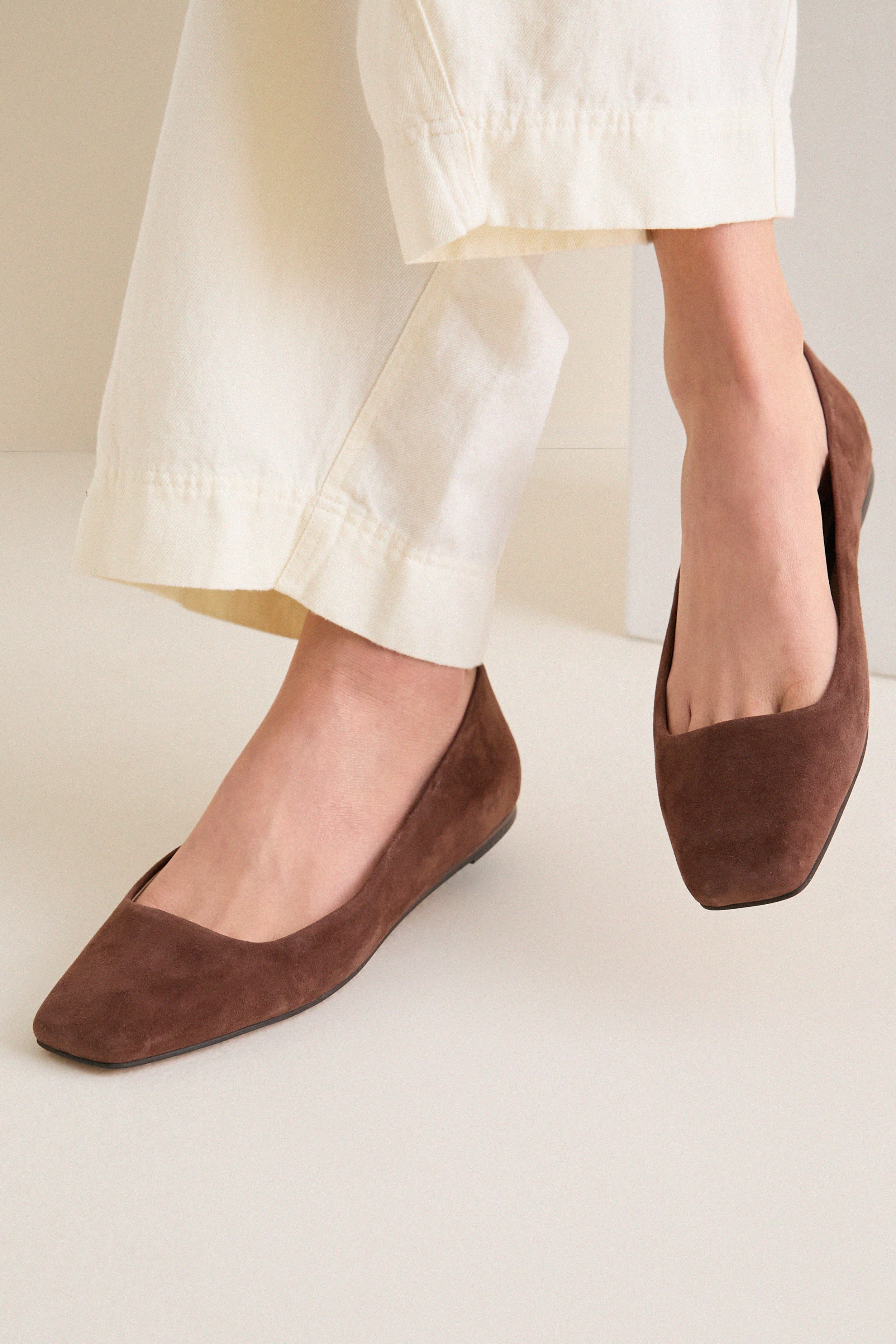 Chocolate Suede Nadia Flats - Image 2