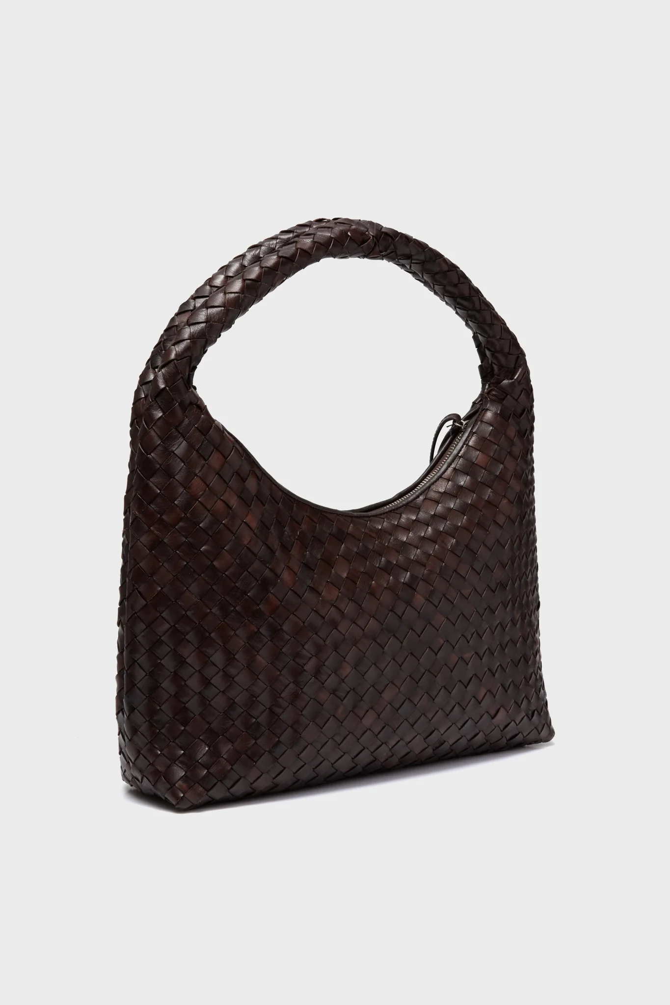 Chocolate Woven Leather Willow Bag - Image 4