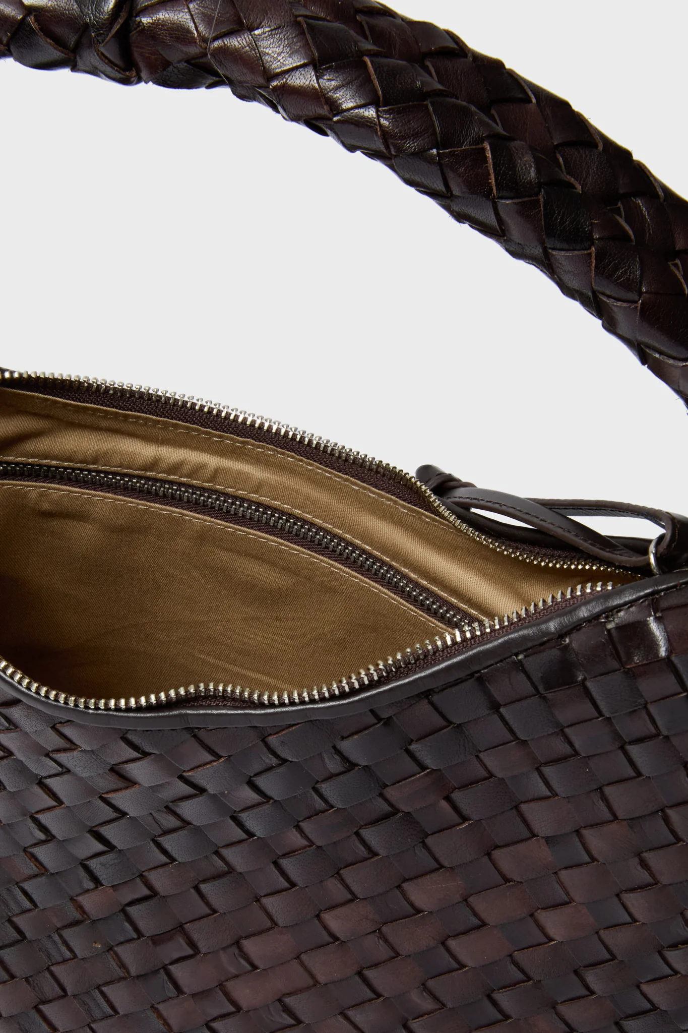 Chocolate Woven Leather Willow Bag - Image 5