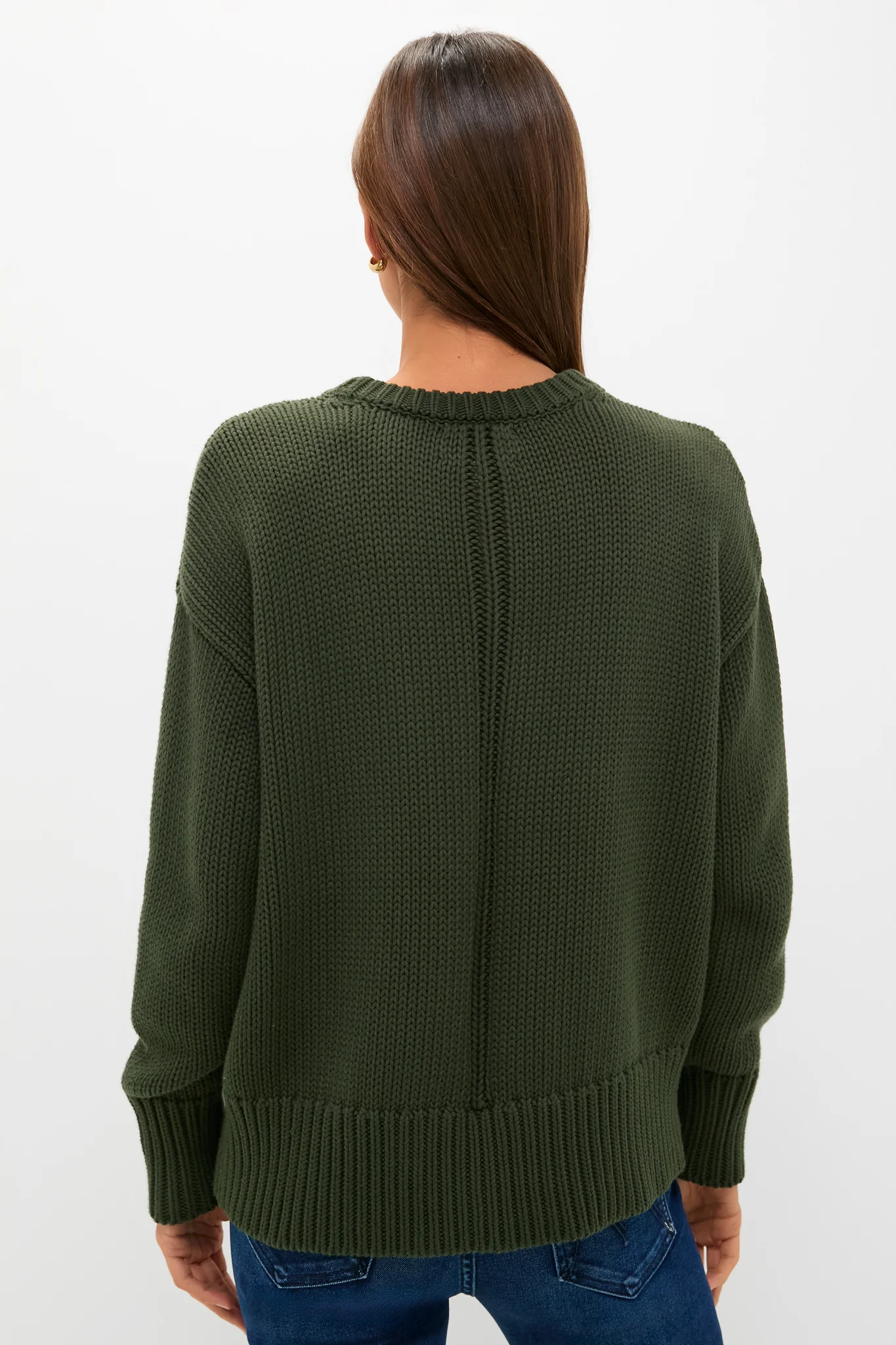 Hunter Green Cotton Cliff Crewneck Sweater - Image 4
