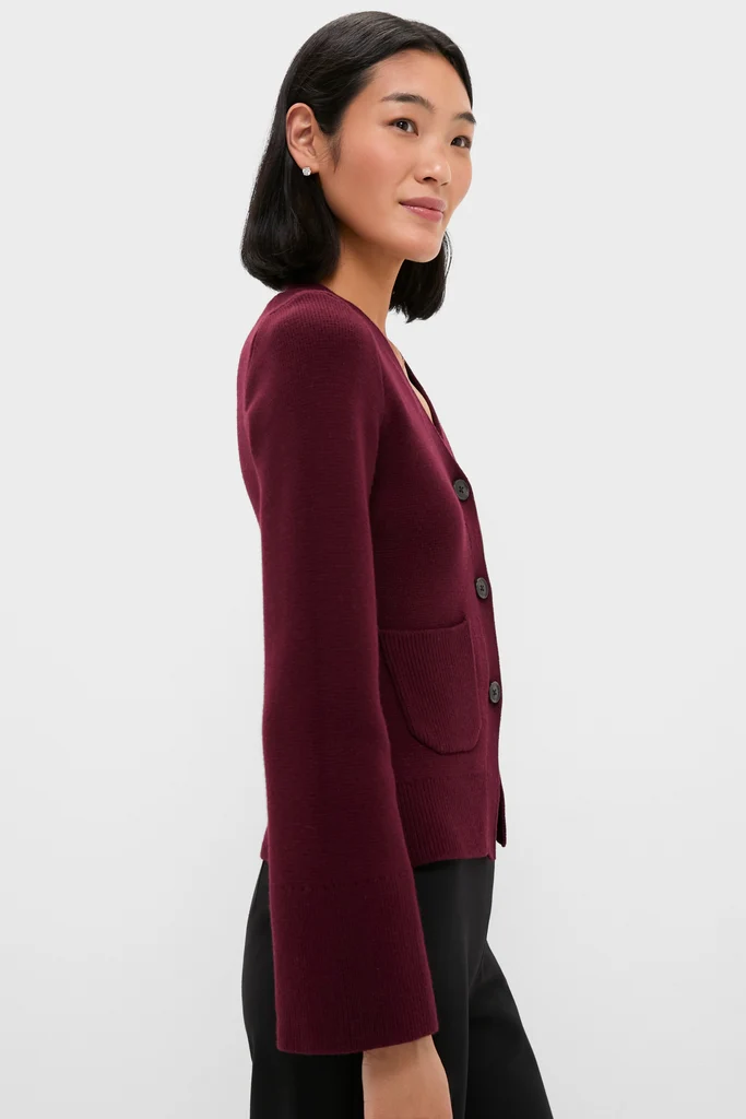 Claret Aeron V-Neck Cardigan - Image 3