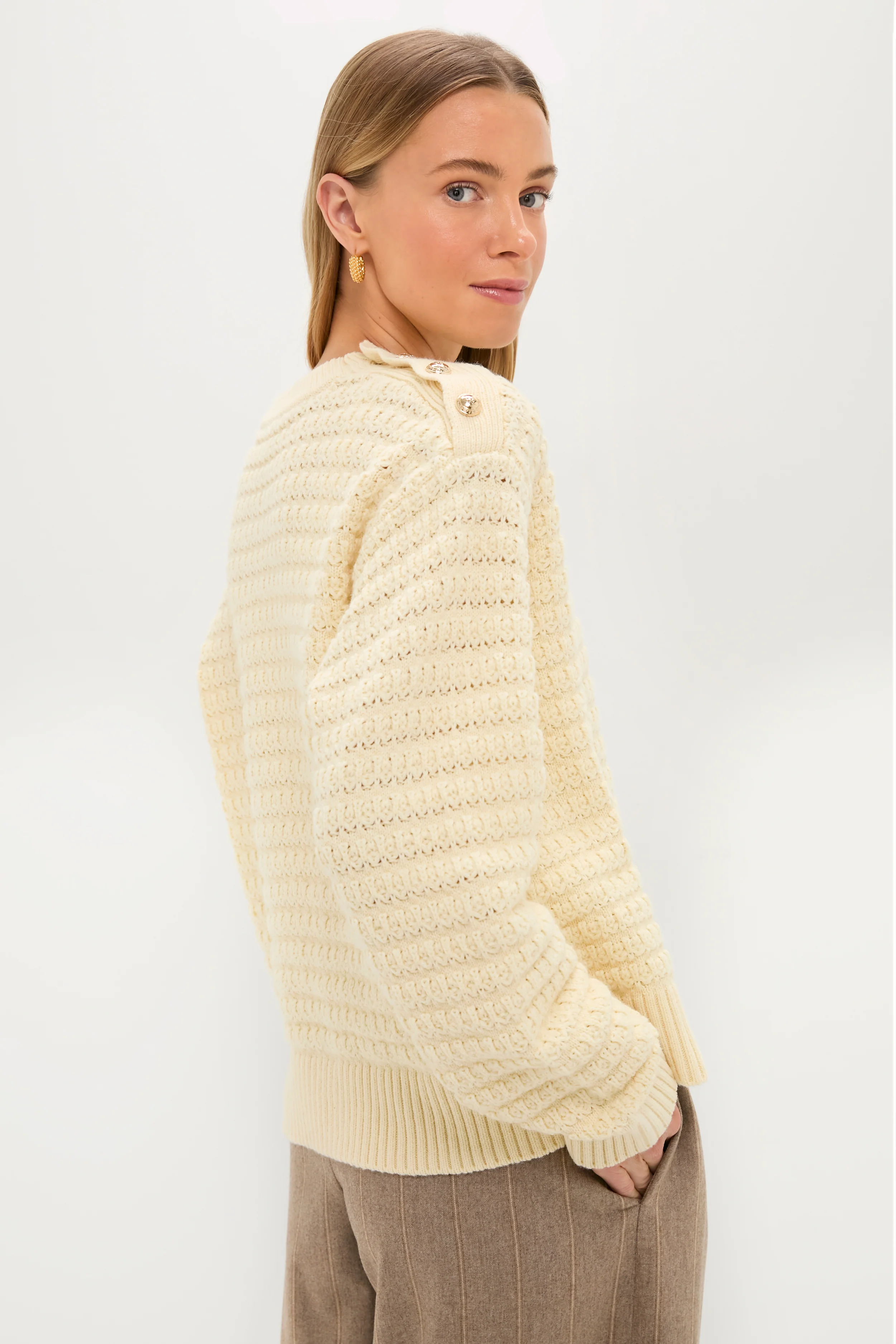 Cloud Cream Cotton Wool Stripe Sweater - Image 4