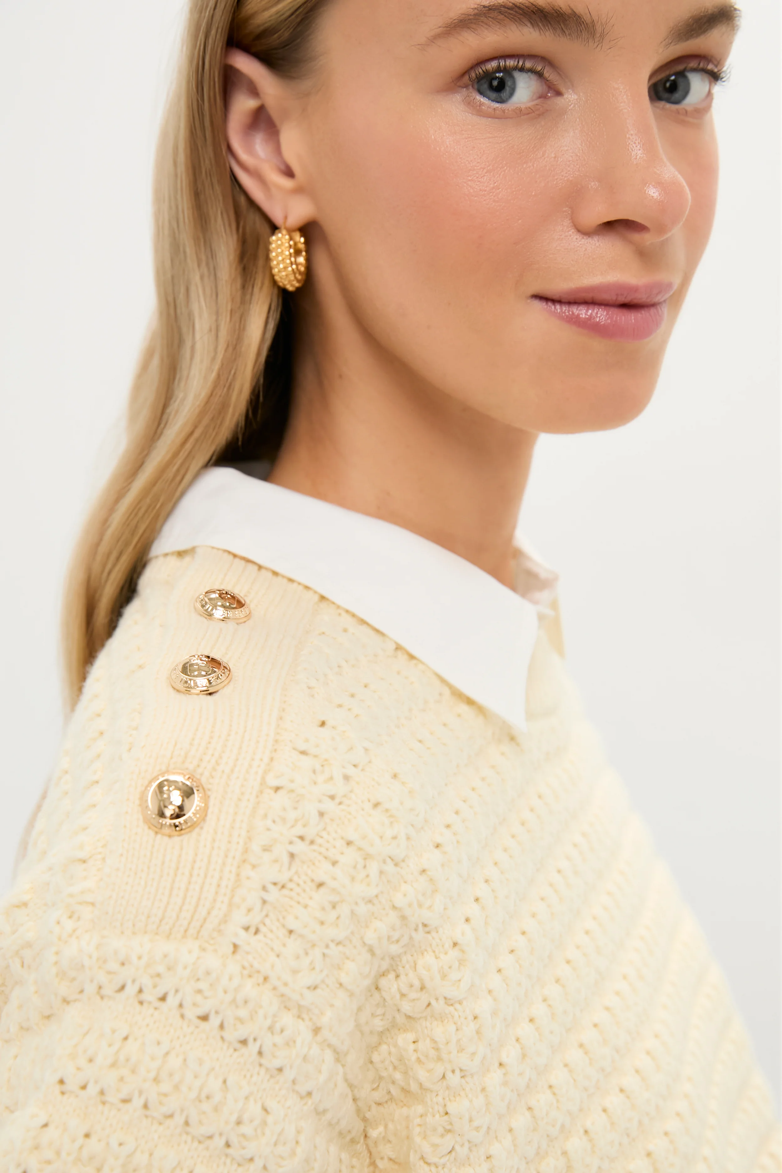 Cloud Cream Cotton Wool Stripe Sweater - Image 5