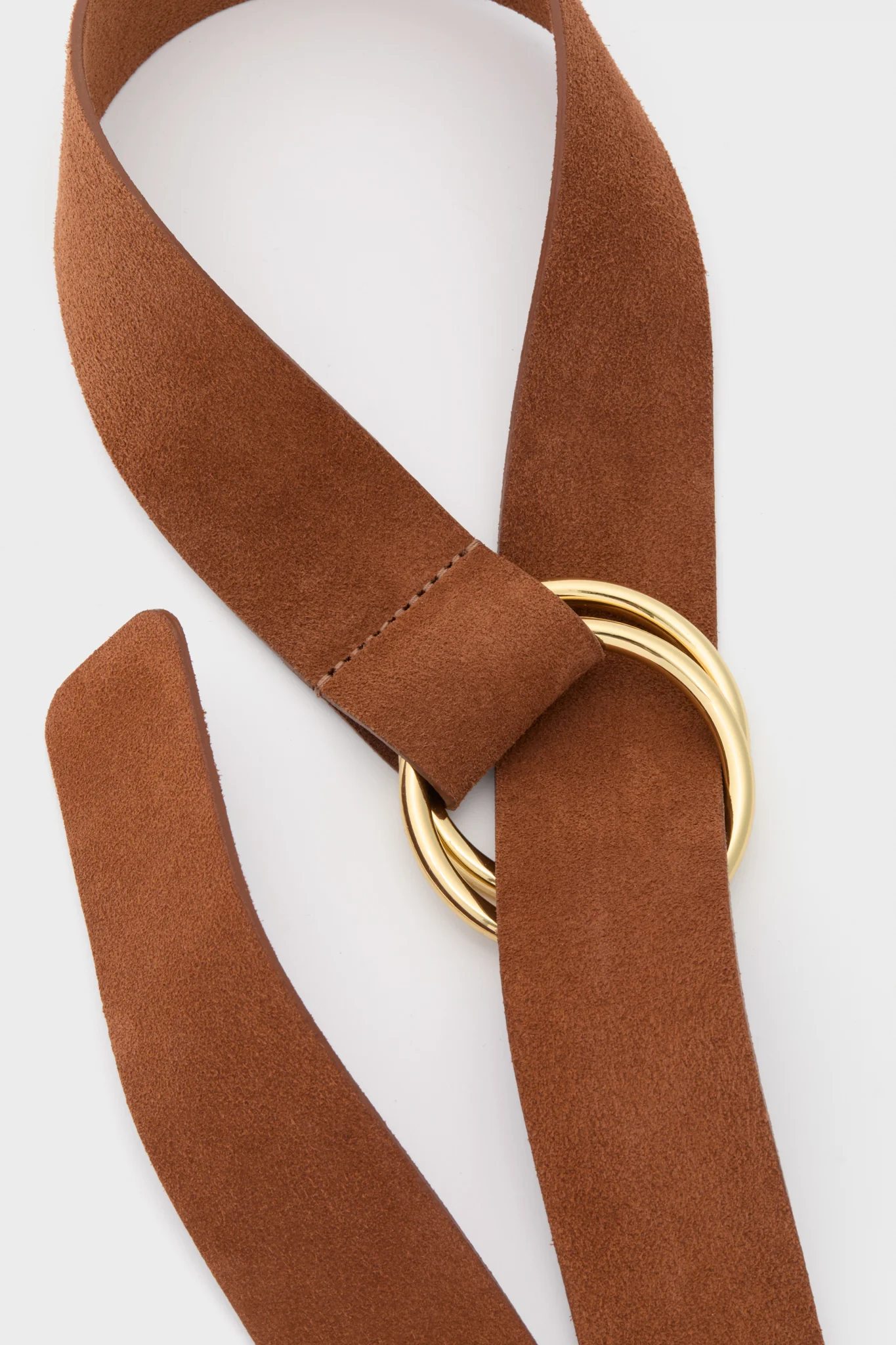 Cognac and Gold Tumble Suede Belt - Image 4