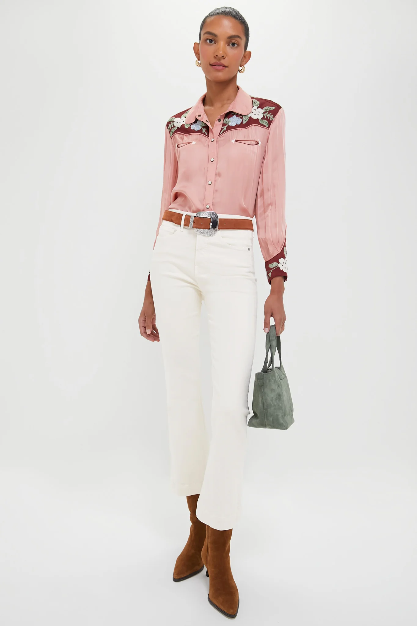 Cognac and Silver Levi Suede Belt - Image 4