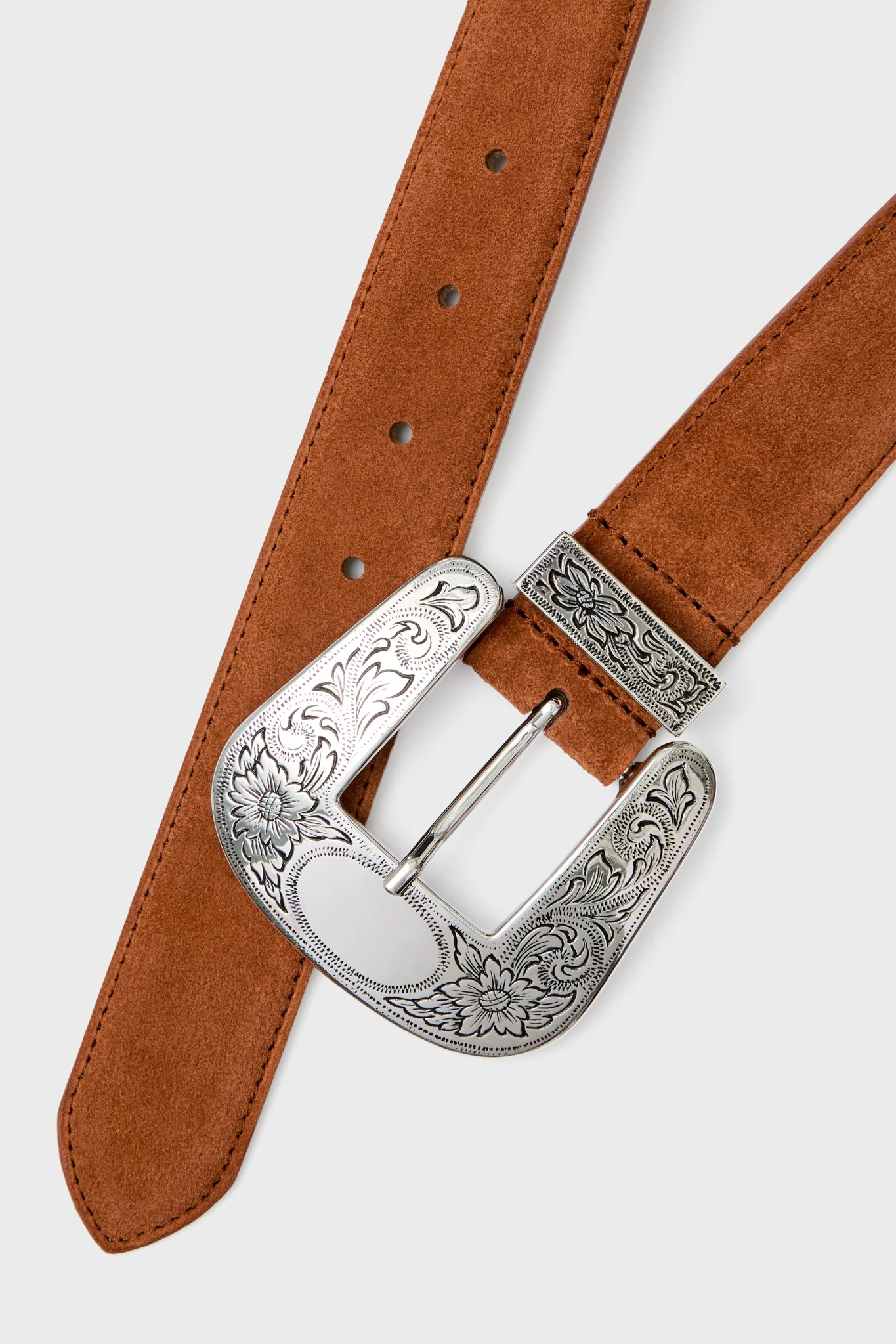 Cognac and Silver Levi Suede Belt - Image 5
