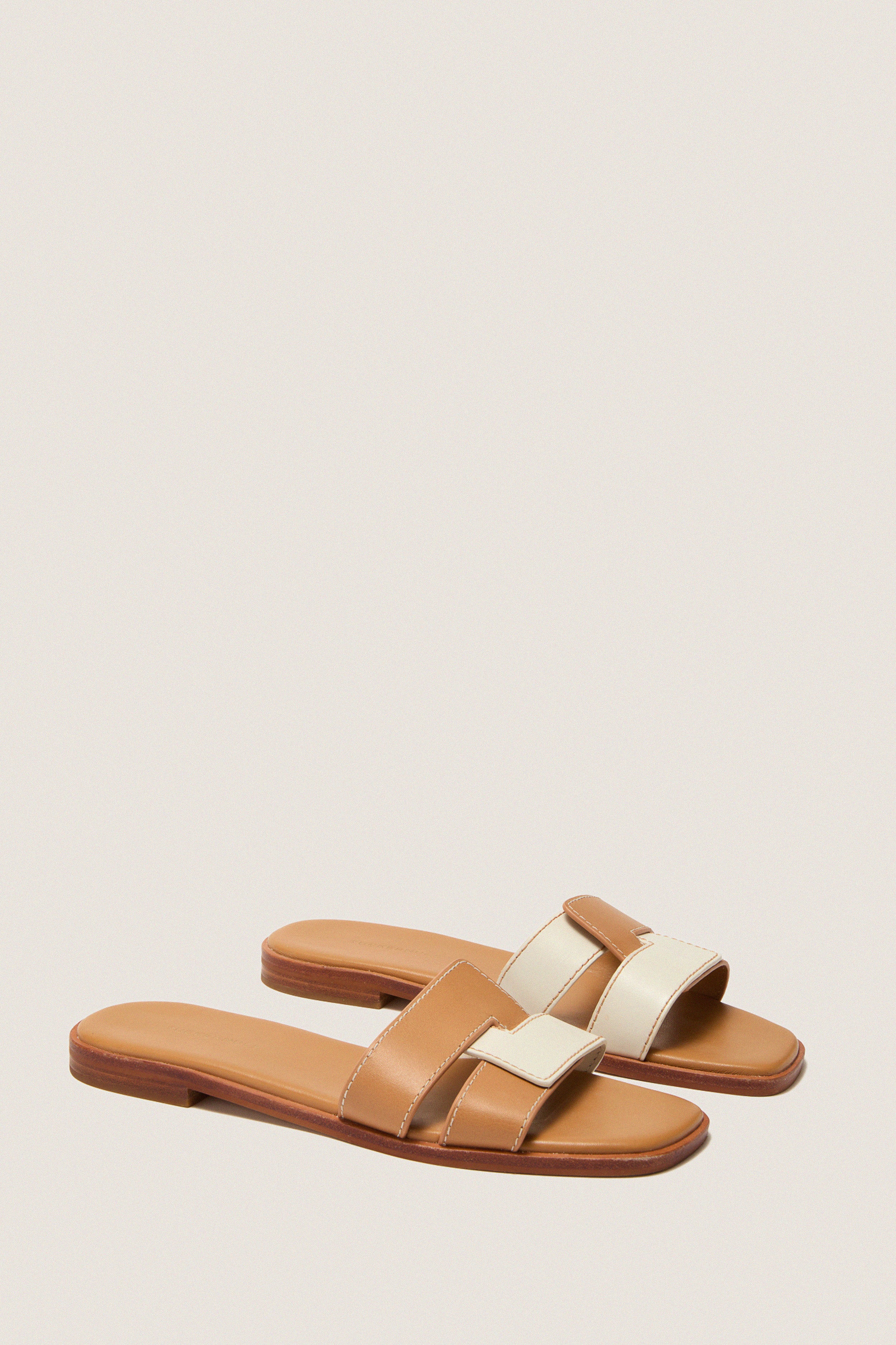 Cognac and White Leather Muse Sandals - Image 4