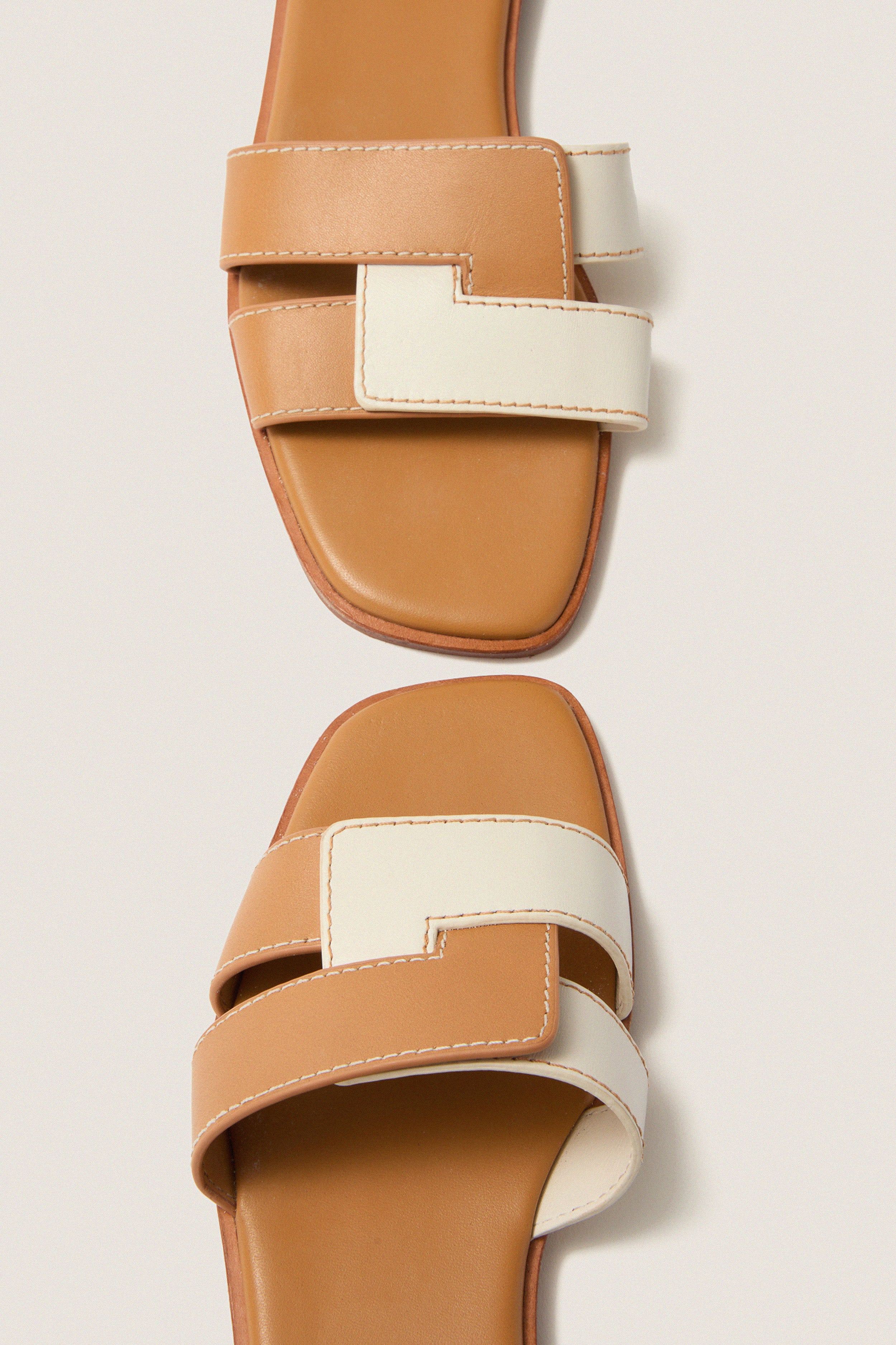 Cognac and White Leather Muse Sandals - Image 5