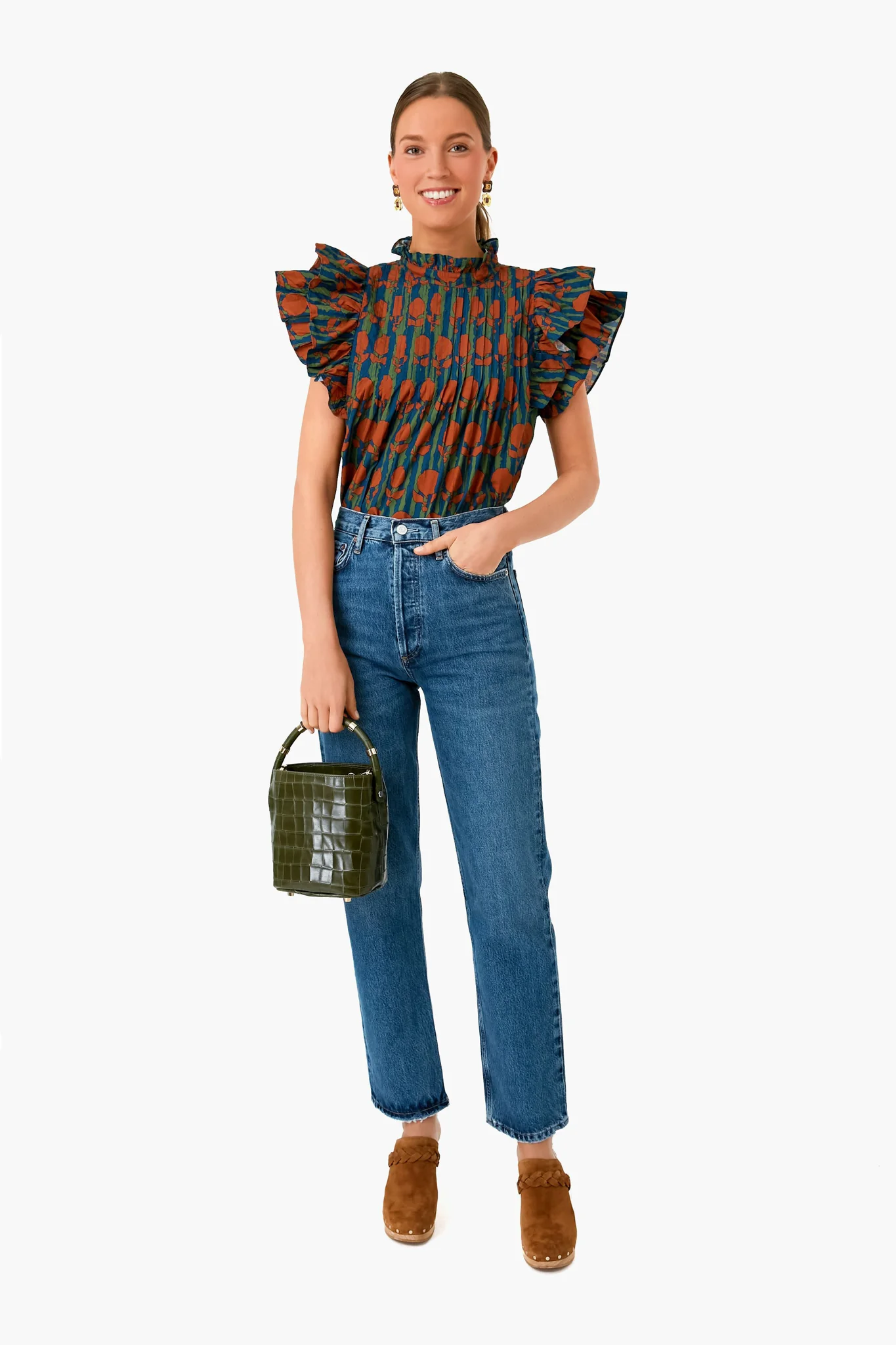 Cognac Istanbul Pintuck Ruffle Top - Image 2