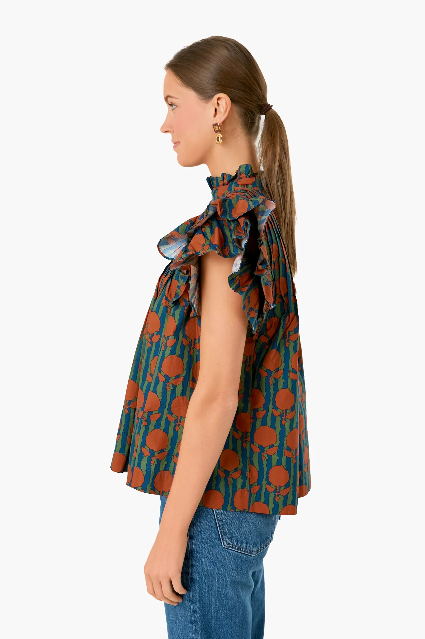 Cognac Istanbul Pintuck Ruffle Top - Image 3