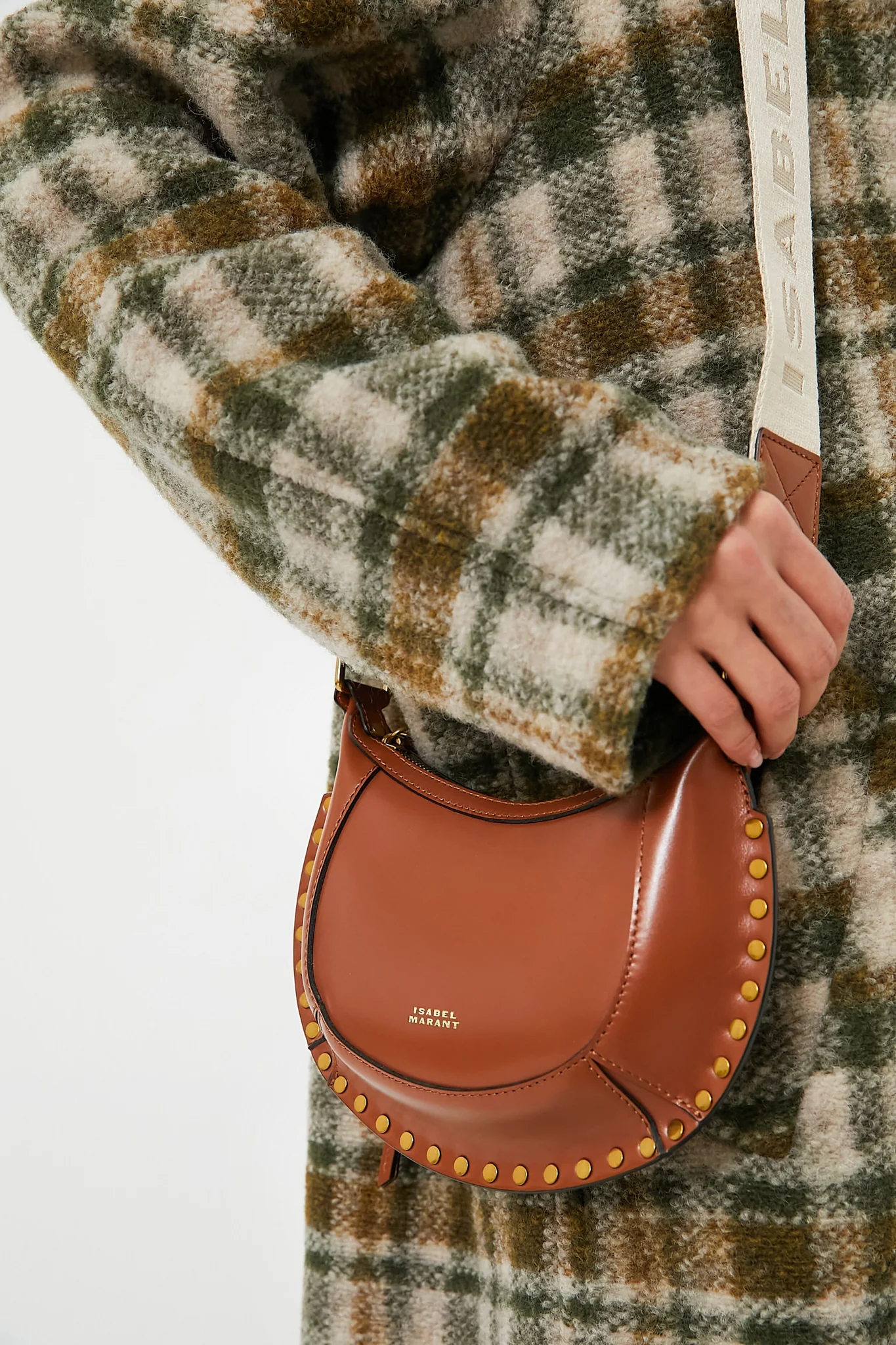 Cognac Leather Mini Moon Crossbody - Image 2