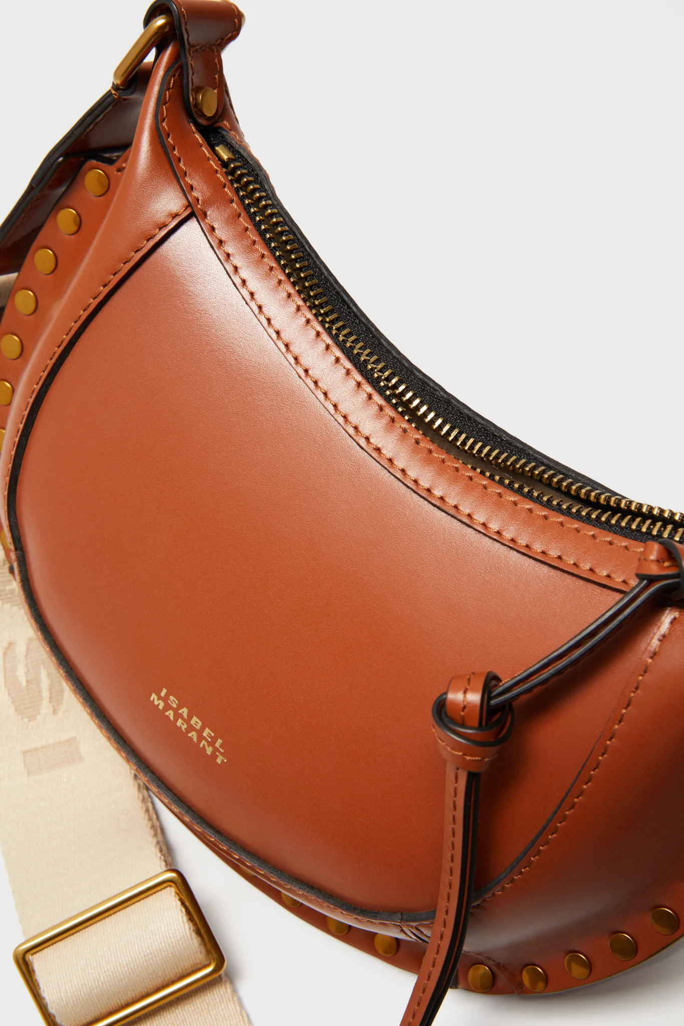 Cognac Leather Mini Moon Crossbody - Image 4