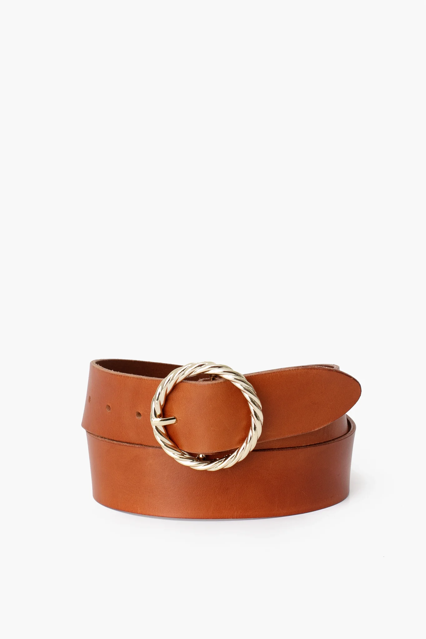 Cognac Leo Twisted Circle Buckle Belt